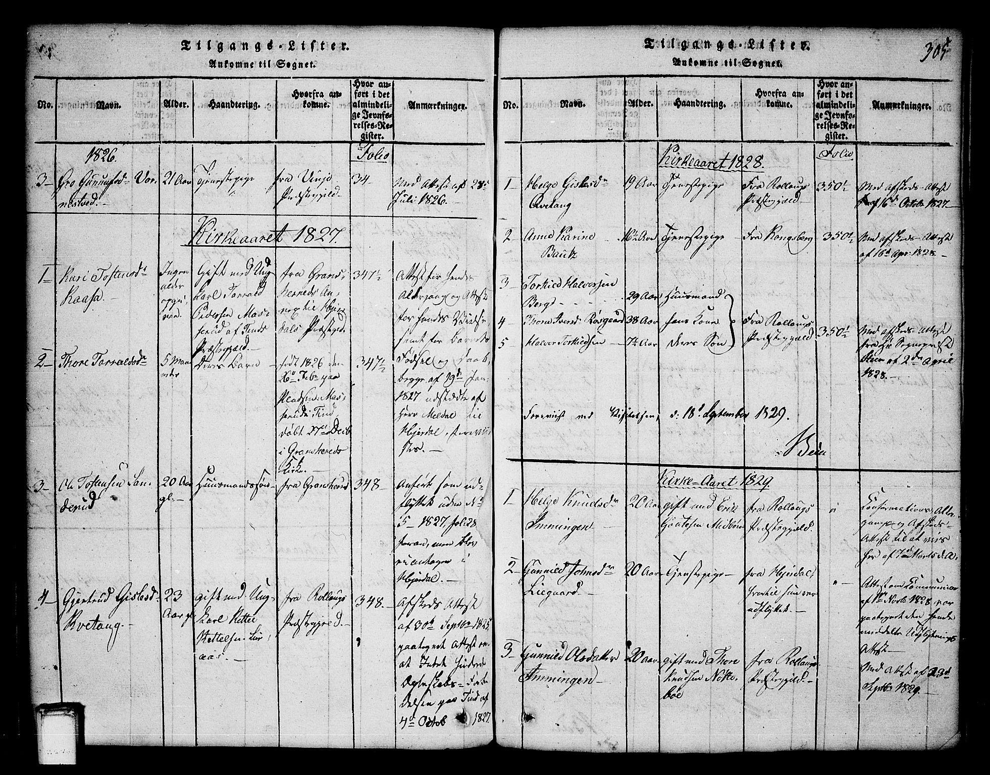 Tinn kirkebøker, AV/SAKO-A-308/G/Ga/L0001: Klokkerbok nr. I 1, 1815-1850, s. 305
