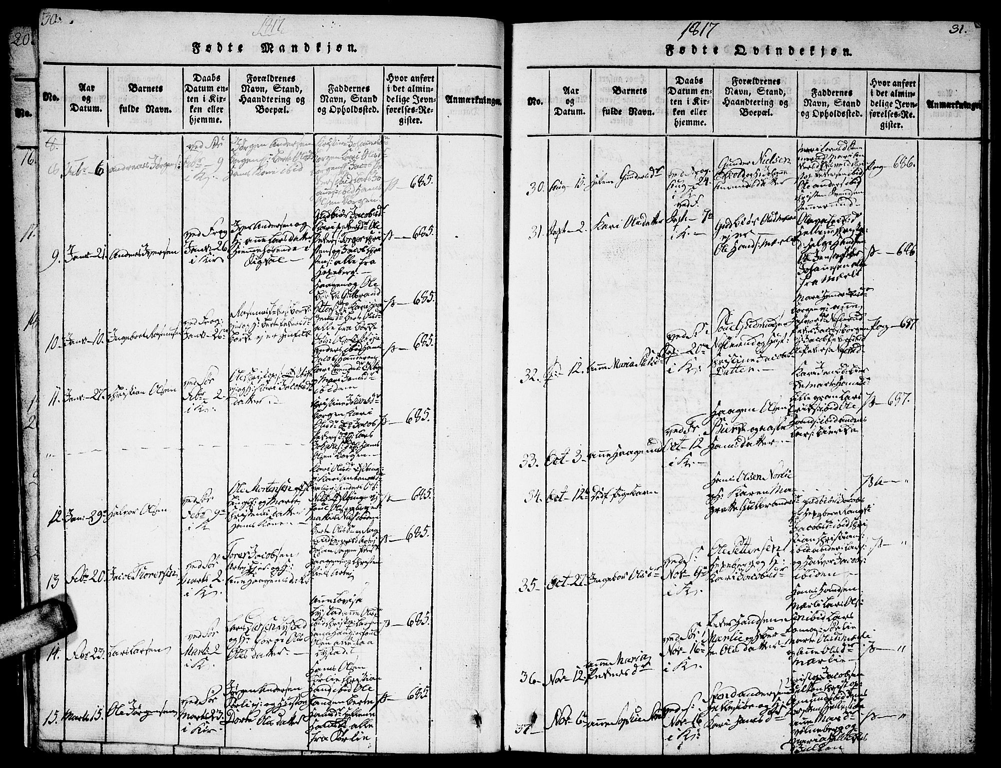 Sørum prestekontor Kirkebøker, AV/SAO-A-10303/G/Ga/L0001: Klokkerbok nr. I 1, 1814-1829, s. 30-31