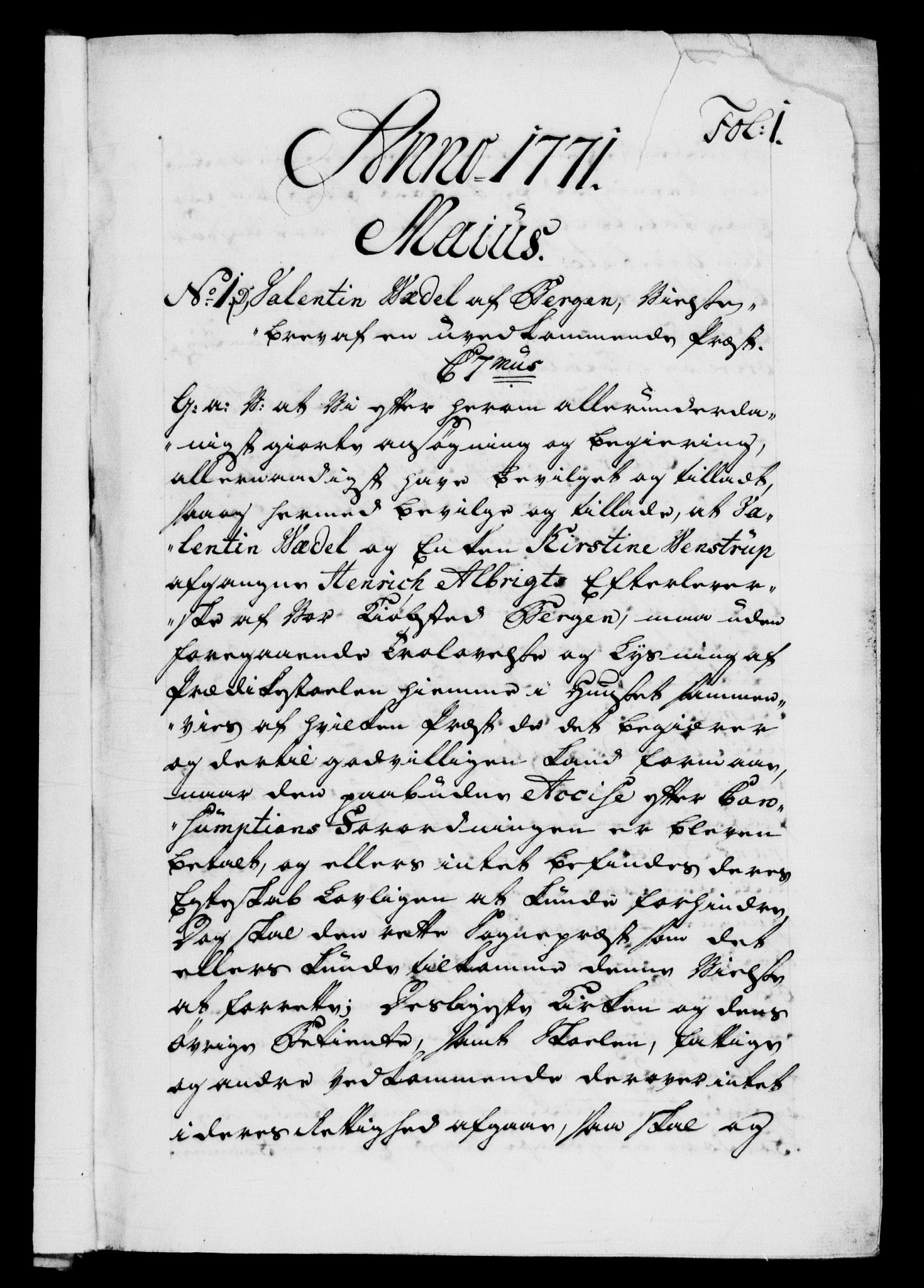 Danske Kanselli 1572-1799, RA/EA-3023/F/Fc/Fca/Fcaa/L0045: Norske registre "Norske eller 3. dept.s åpne brev, 1771-1773, s. 1a