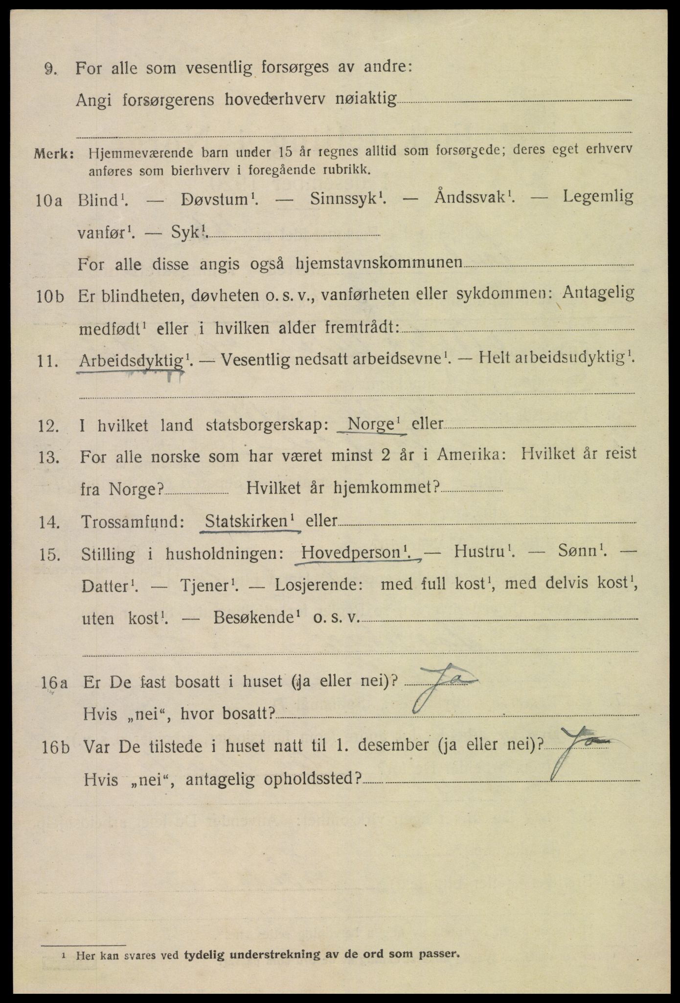 SAK, Folketelling 1920 for 0935 Iveland herred, 1920, s. 1916