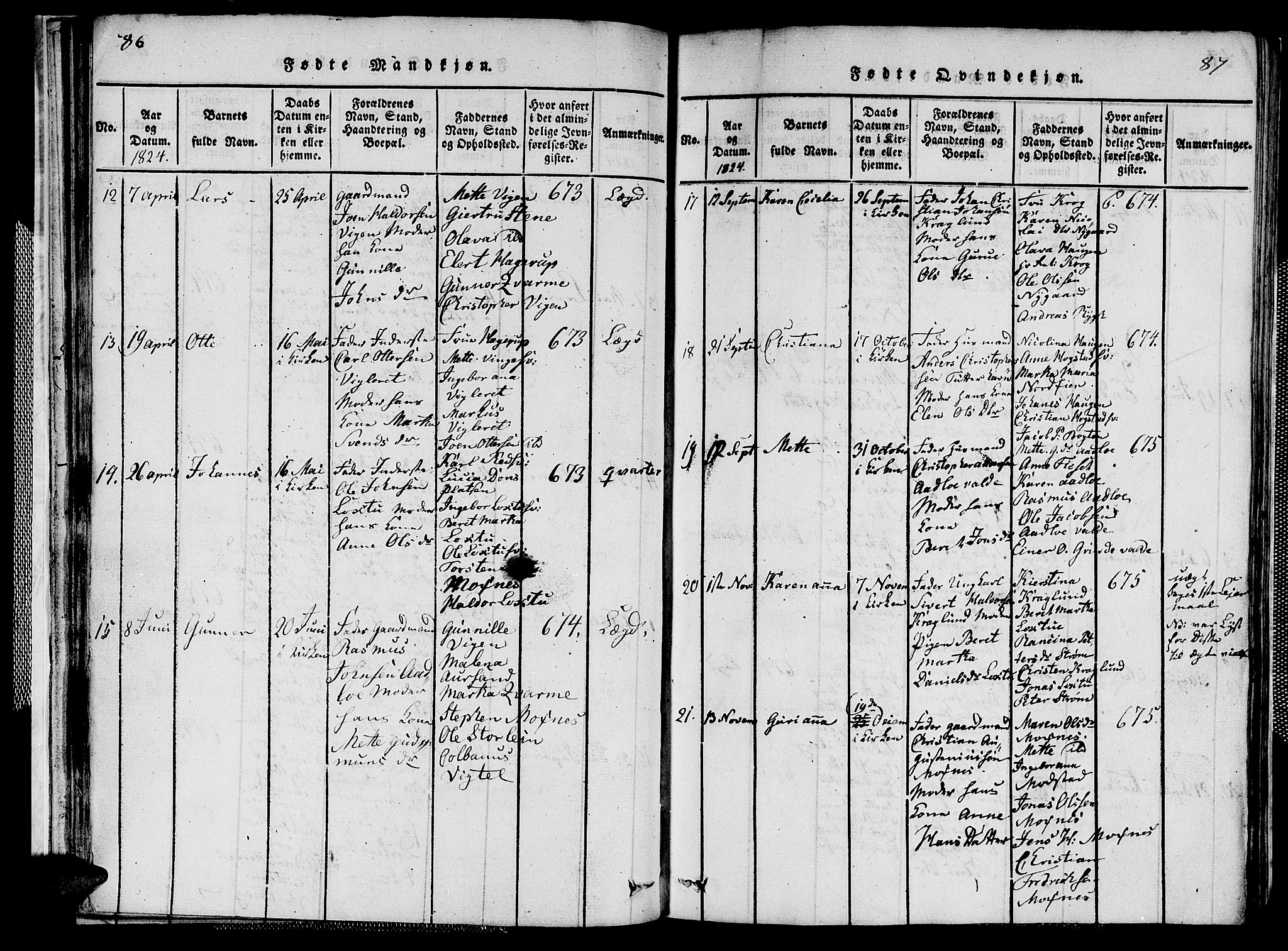 Ministerialprotokoller, klokkerbøker og fødselsregistre - Nord-Trøndelag, SAT/A-1458/713/L0124: Klokkerbok nr. 713C01, 1817-1827, s. 86-87