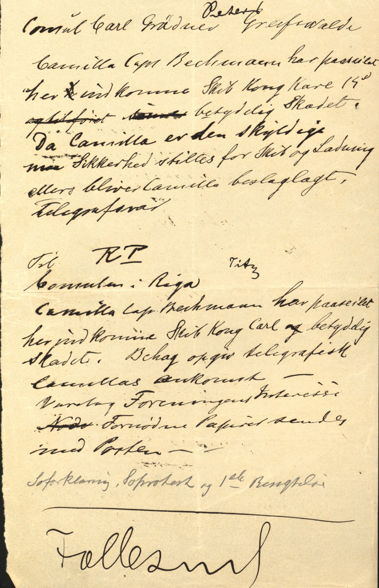 Pa 63 - Østlandske skibsassuranceforening, VEMU/A-1079/G/Ga/L0023/0012: Havaridokumenter / Columbus, Christiane Sophie, Marie, Jarlen, Kong Carl XV, 1889, s. 130