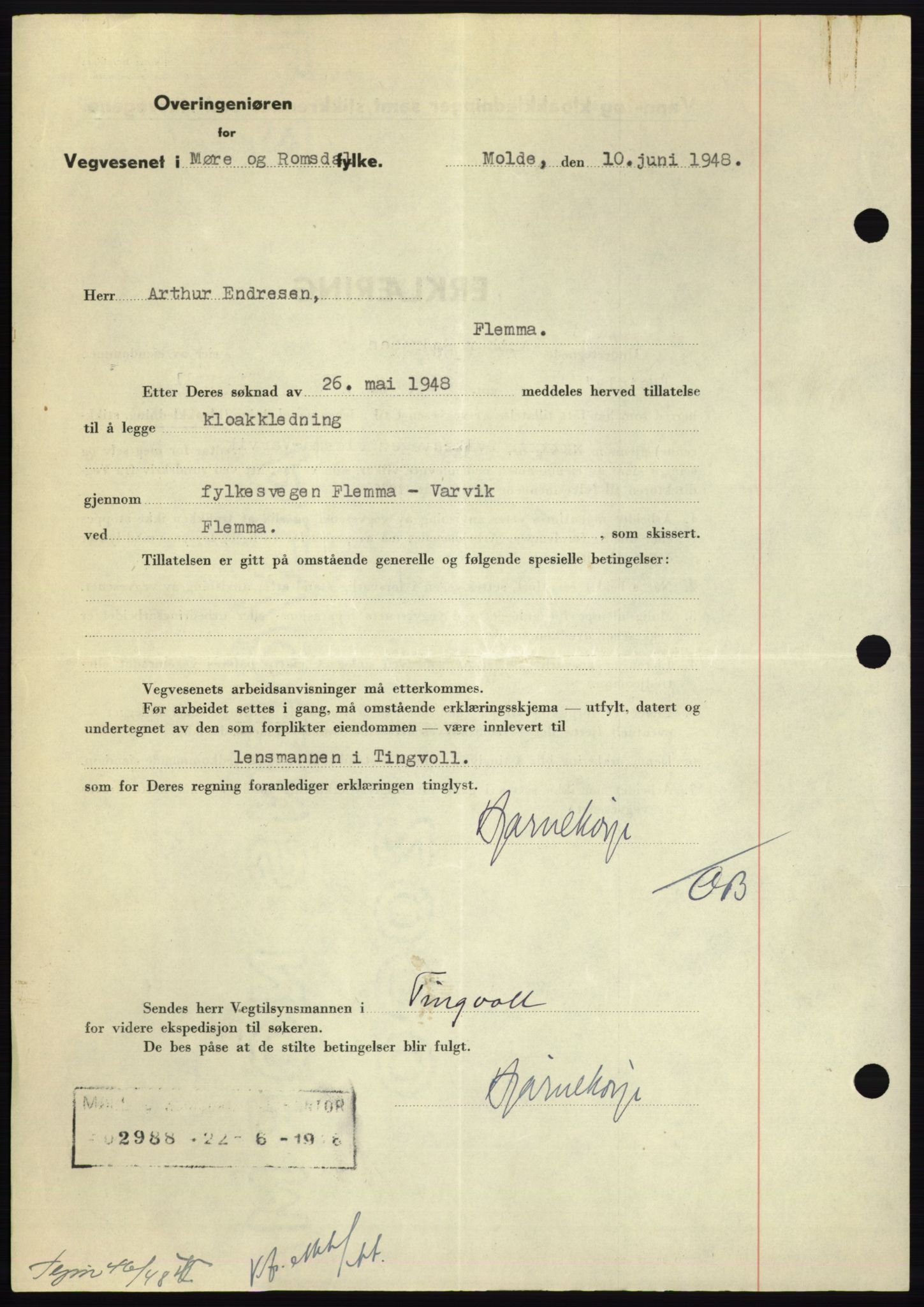 Nordmøre sorenskriveri, AV/SAT-A-4132/1/2/2Ca: Pantebok nr. B99, 1948-1948, Dagboknr: 2305/1948