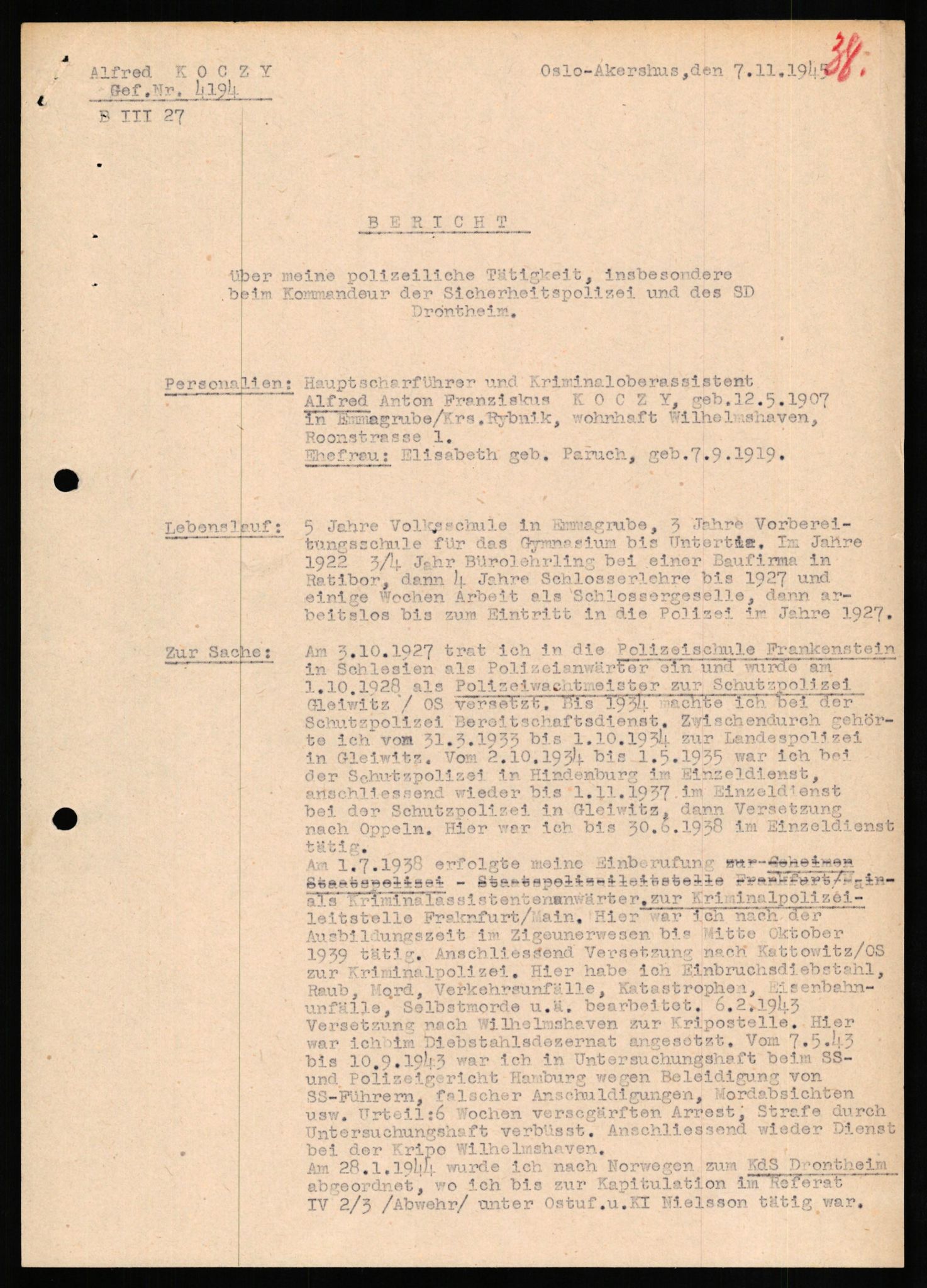 Forsvaret, Forsvarets overkommando II, AV/RA-RAFA-3915/D/Db/L0017: CI Questionaires. Tyske okkupasjonsstyrker i Norge. Tyskere., 1945-1946, s. 379