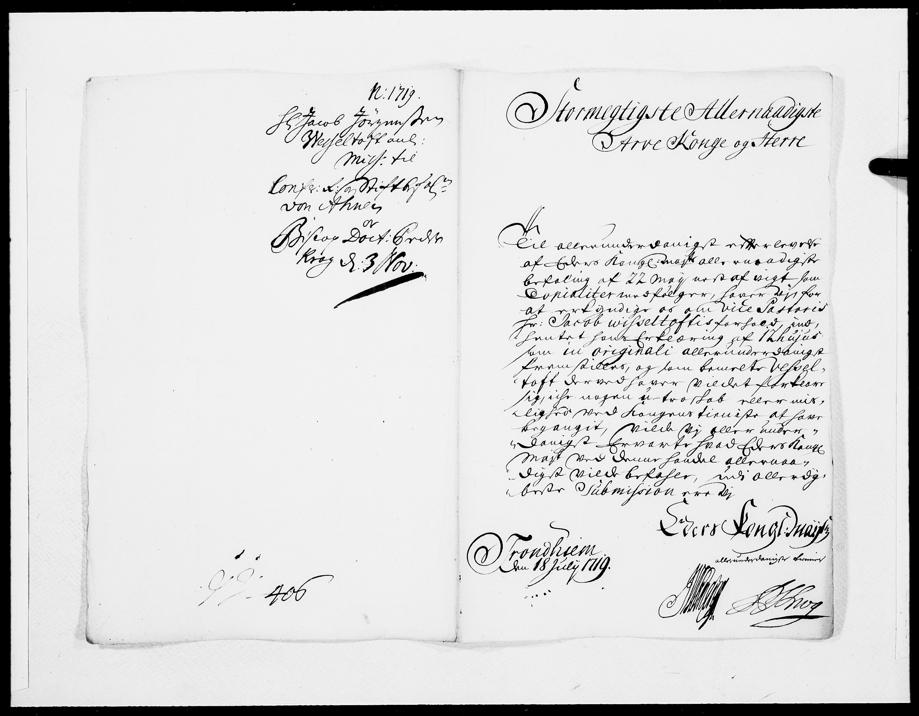 Danske Kanselli 1572-1799, RA/EA-3023/F/Fc/Fcc/Fcca/L0085: Norske innlegg 1572-1799, 1719, s. 177