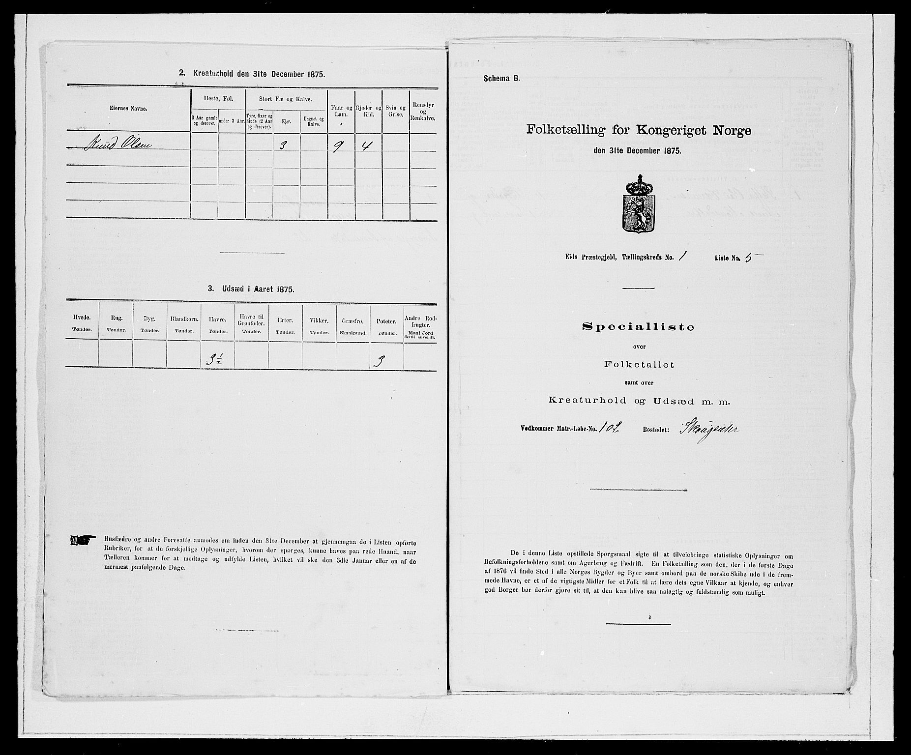 SAB, Folketelling 1875 for 1443P Eid prestegjeld, 1875, s. 33