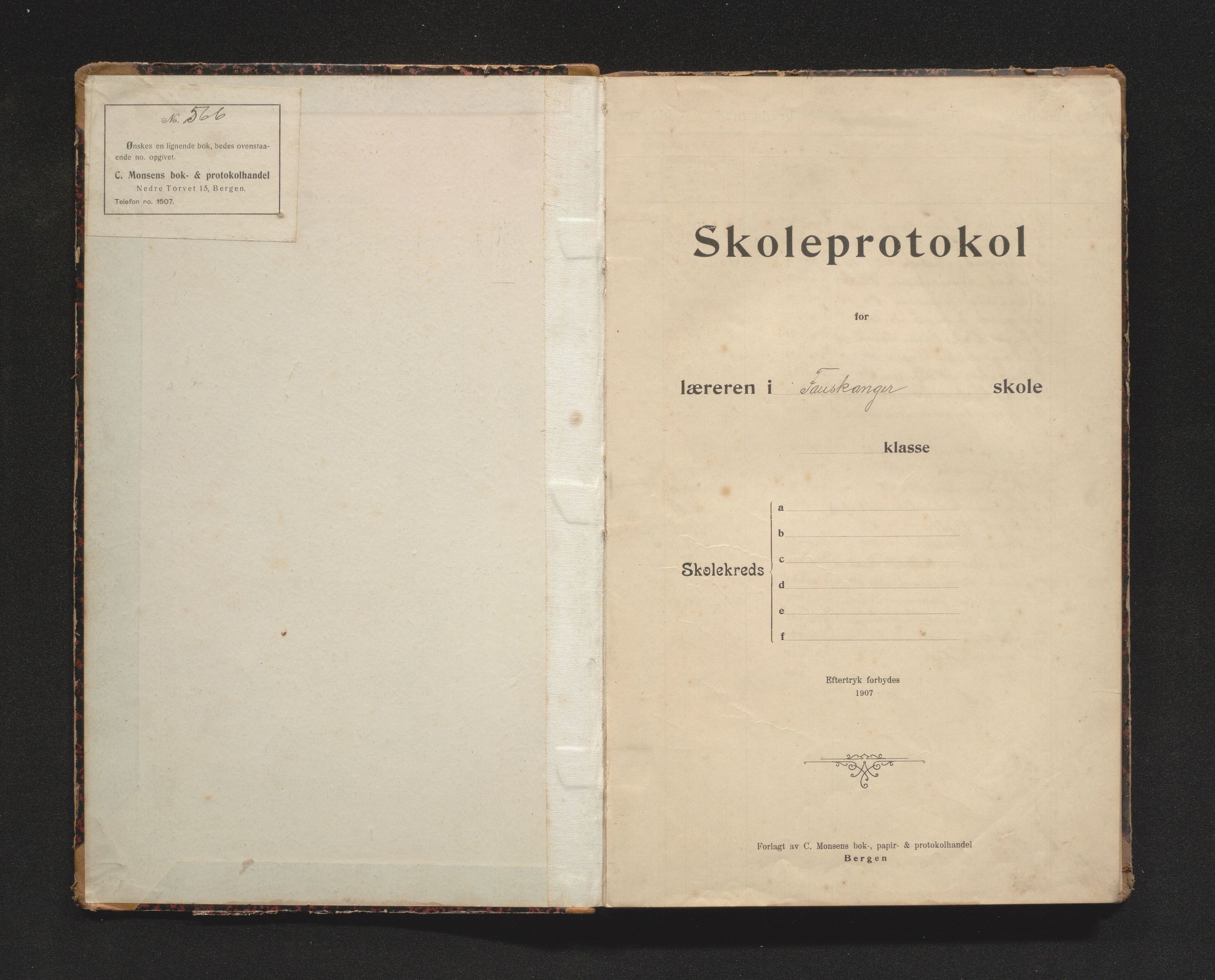 Askøy kommune. Barneskulane, IKAH/1247-231/F/Fi/L0004: Skoleprotokoll for Fauskanger skule, 1914-1925