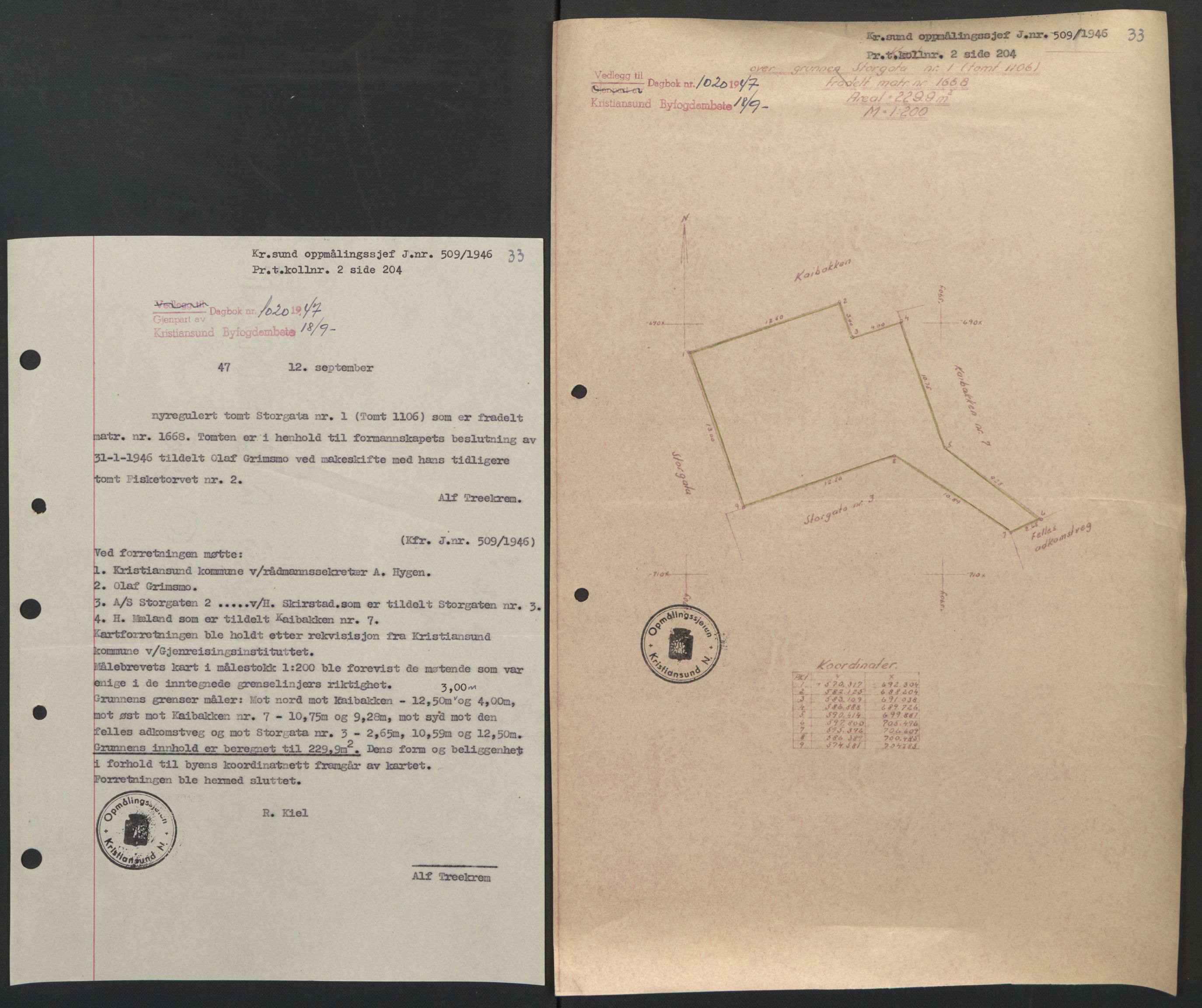 Kristiansund byfogd, AV/SAT-A-4587/A/27: Pantebok nr. 42, 1947-1950, Dagboknr: 1020/1947