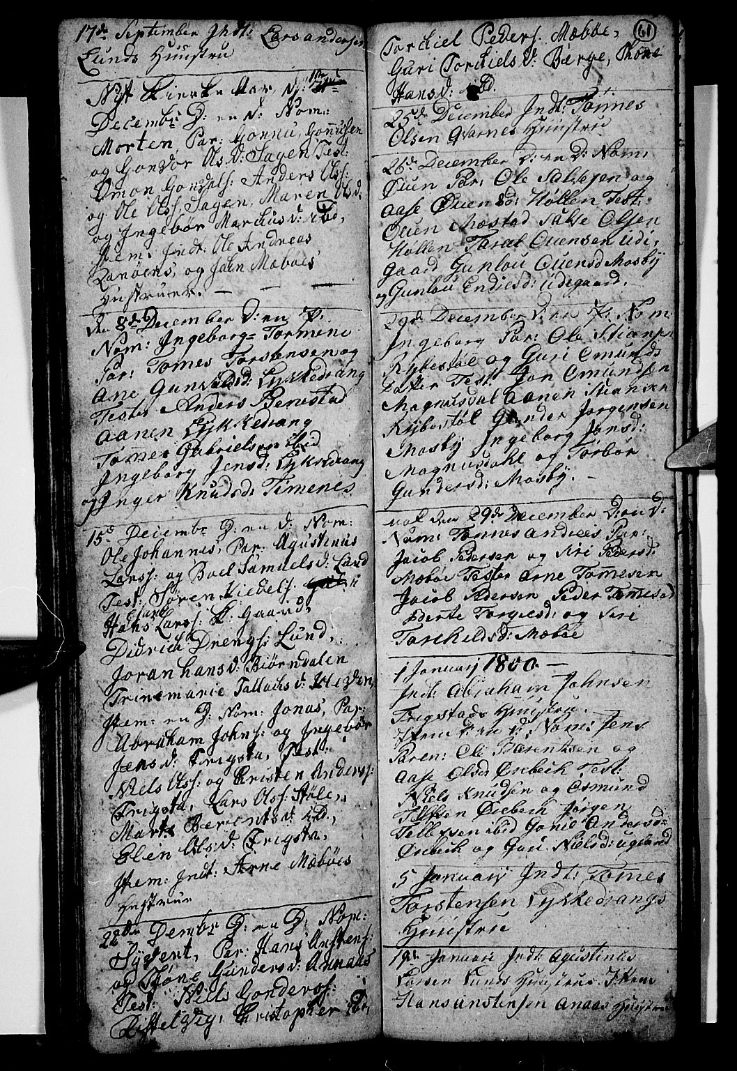 Oddernes sokneprestkontor, SAK/1111-0033/F/Fb/Fba/L0002: Klokkerbok nr. B 2, 1791-1806, s. 61