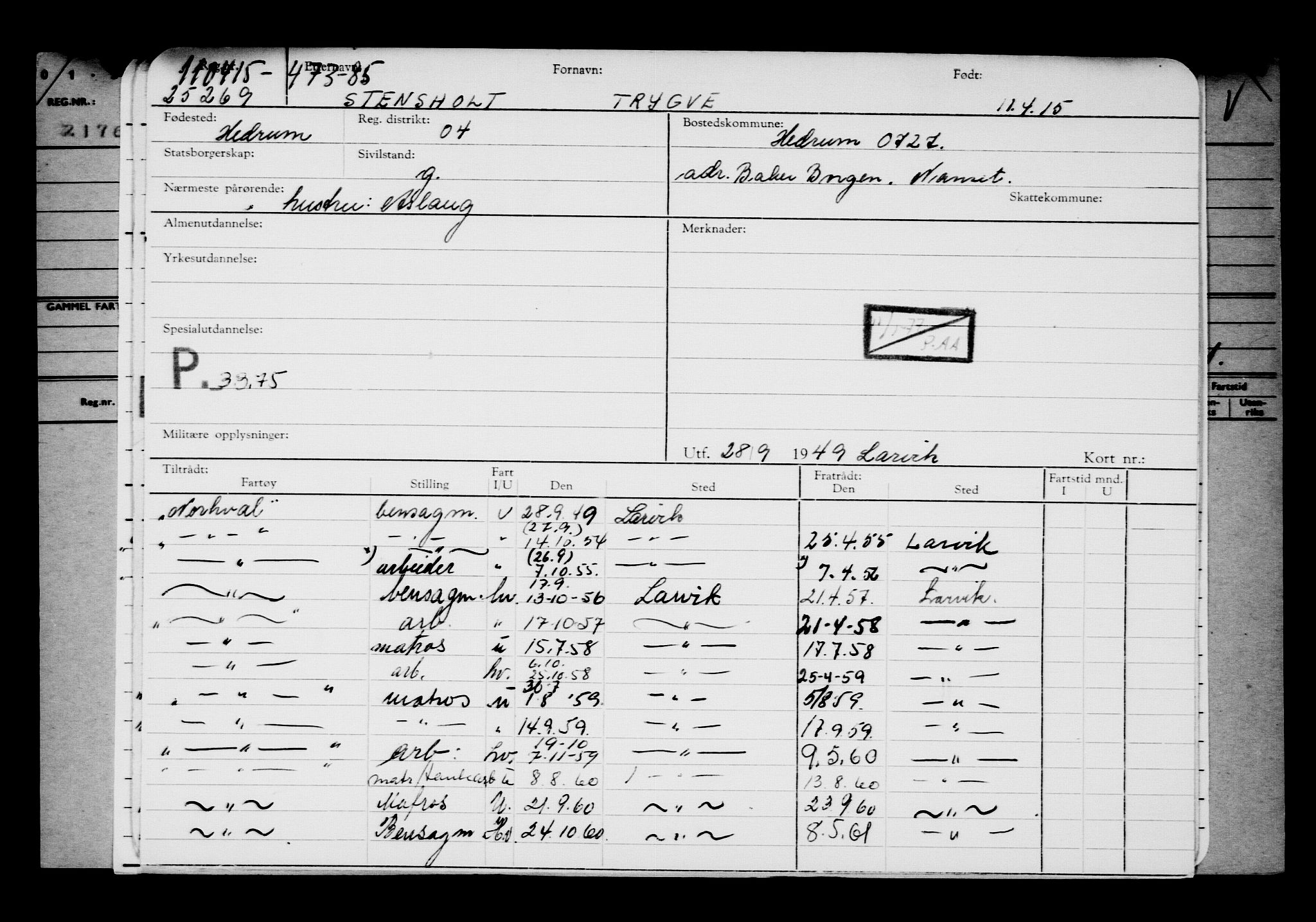 Direktoratet for sjømenn, AV/RA-S-3545/G/Gb/L0129: Hovedkort, 1915, s. 27