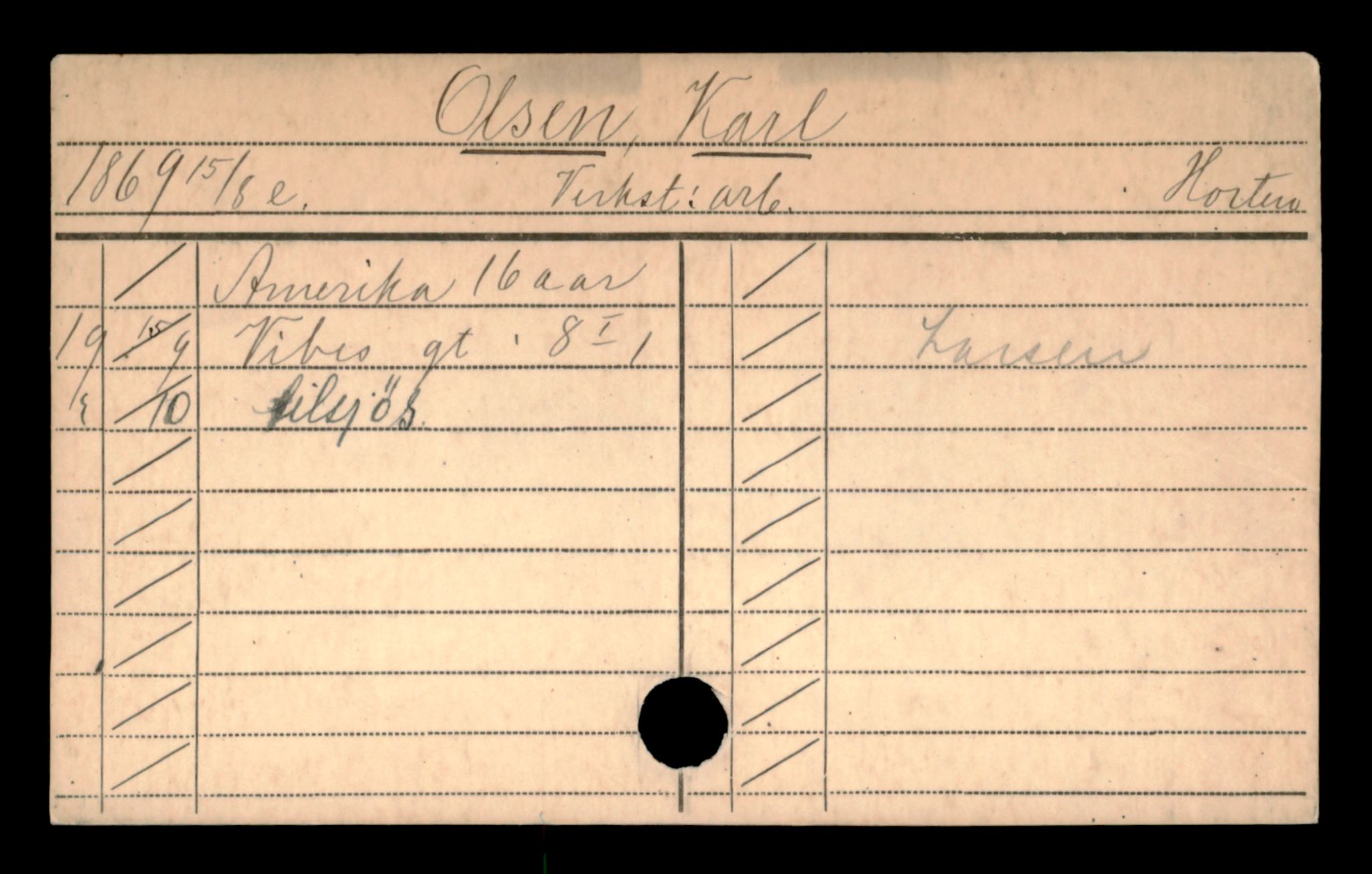 Oslo folkeregister, Registerkort, SAO/A-11715/D/Da/L0072: Menn: Olsen Karl - Olsen Olaus, 1906-1919