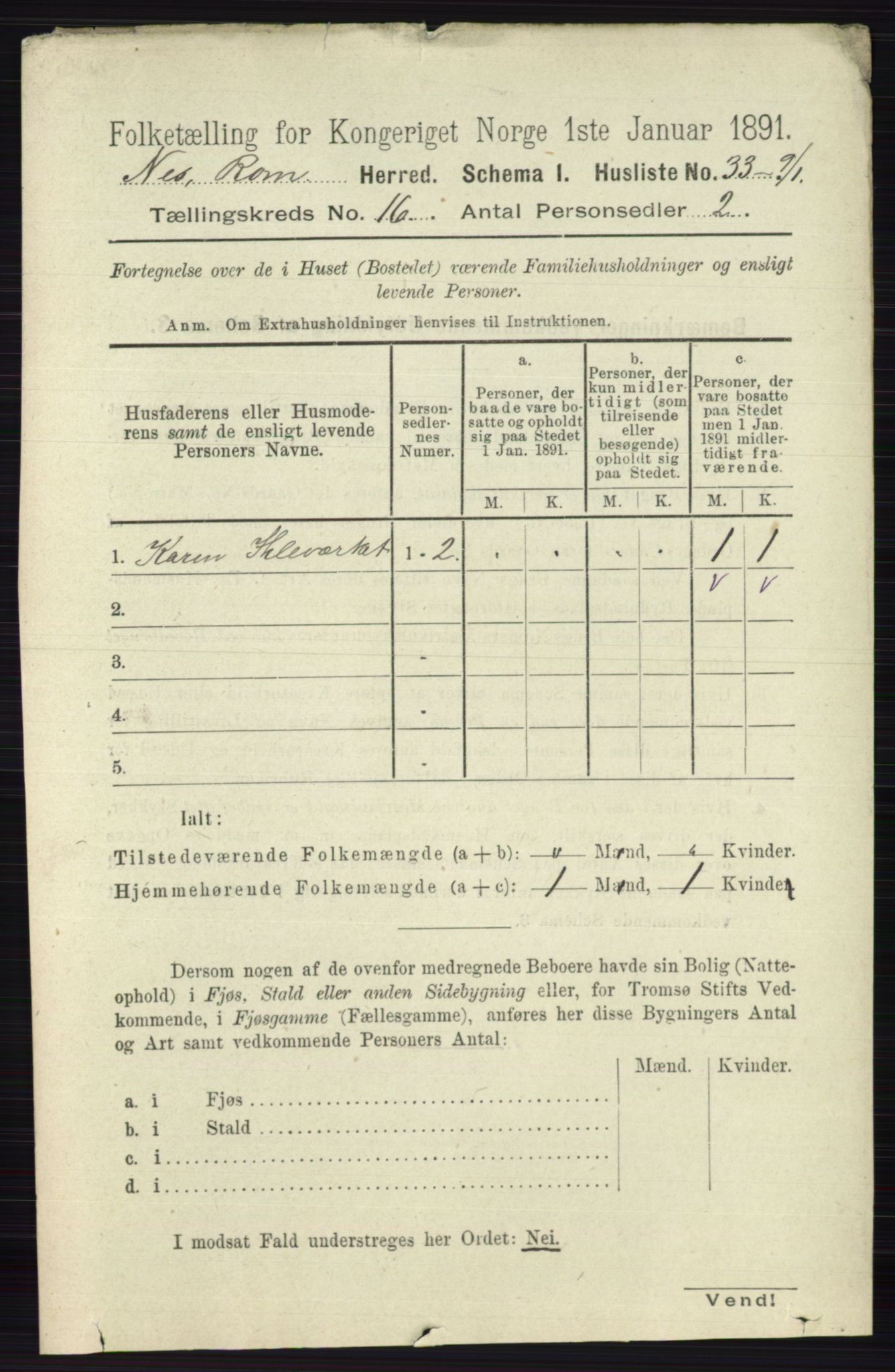 RA, Folketelling 1891 for 0236 Nes herred, 1891, s. 9531