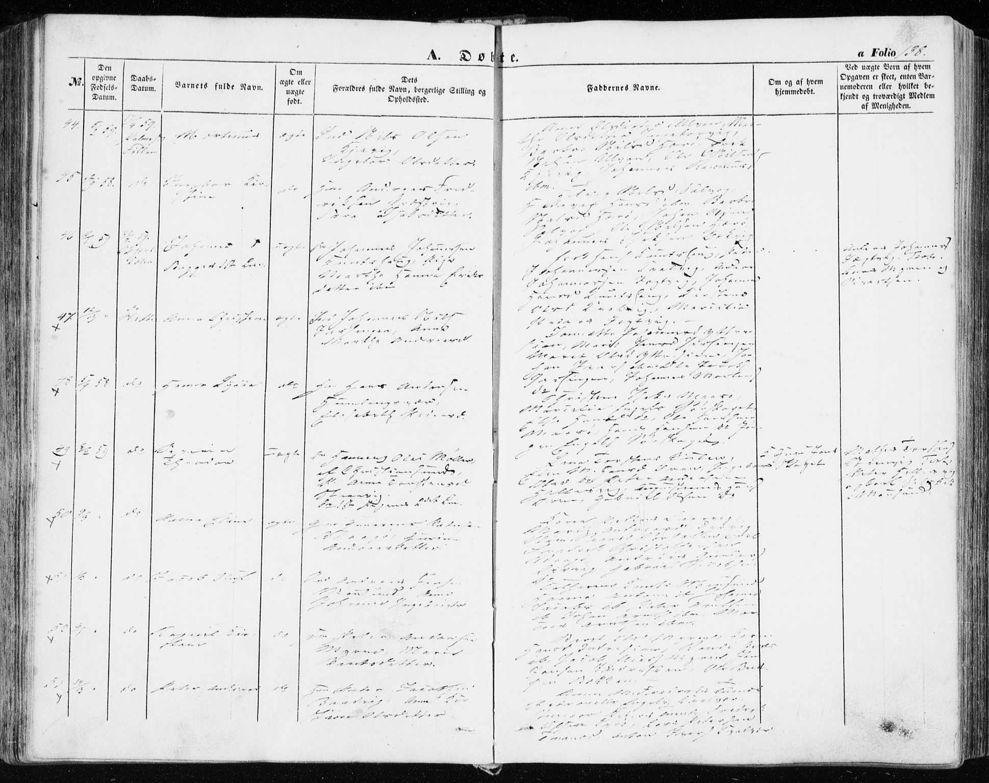 Ministerialprotokoller, klokkerbøker og fødselsregistre - Sør-Trøndelag, SAT/A-1456/634/L0530: Ministerialbok nr. 634A06, 1852-1860, s. 138