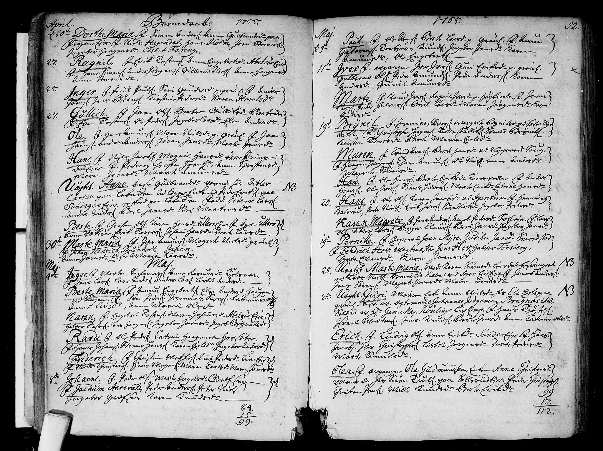 Aker prestekontor kirkebøker, SAO/A-10861/F/L0008: Ministerialbok nr. 8, 1749-1765, s. 52