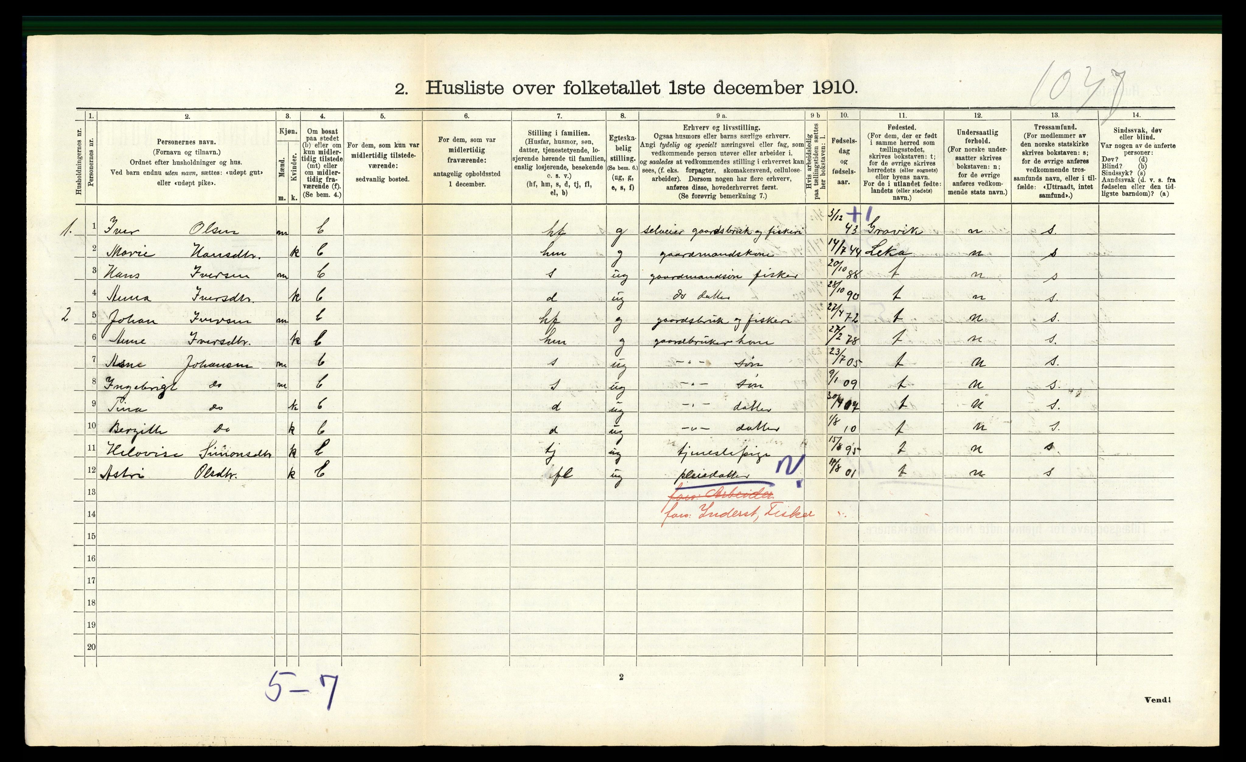 RA, Folketelling 1910 for 1811 Bindal herred, 1910, s. 369