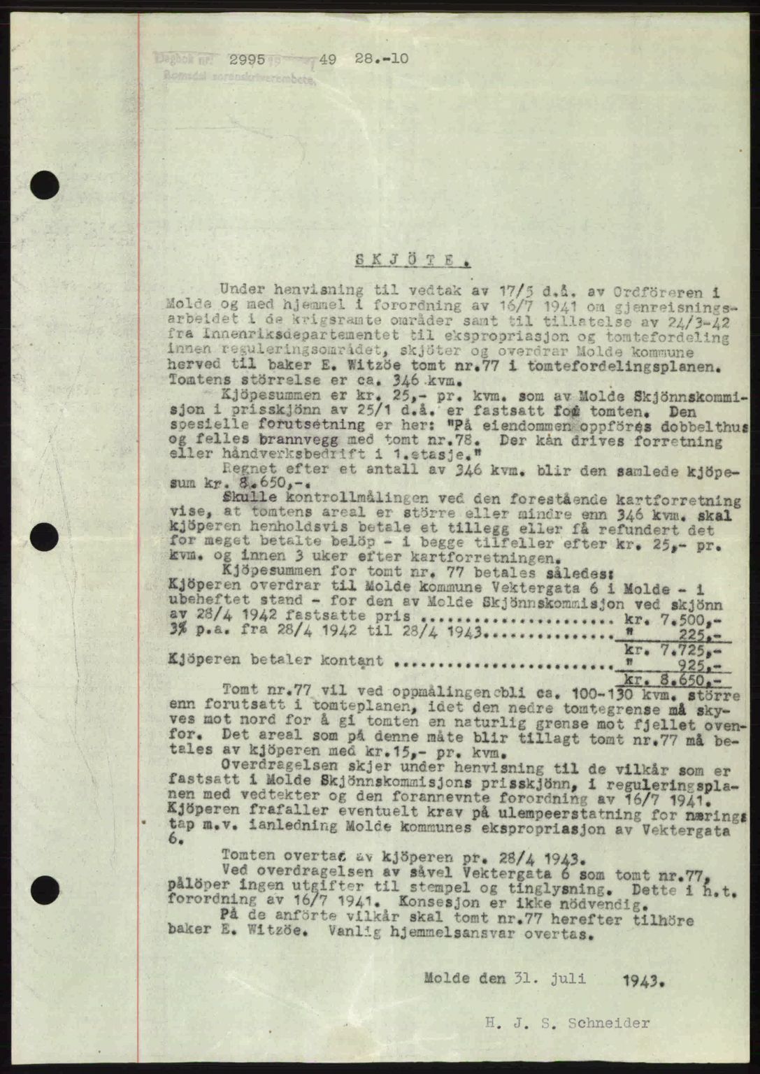 Romsdal sorenskriveri, SAT/A-4149/1/2/2C: Pantebok nr. A31, 1949-1949, Dagboknr: 2995/1949