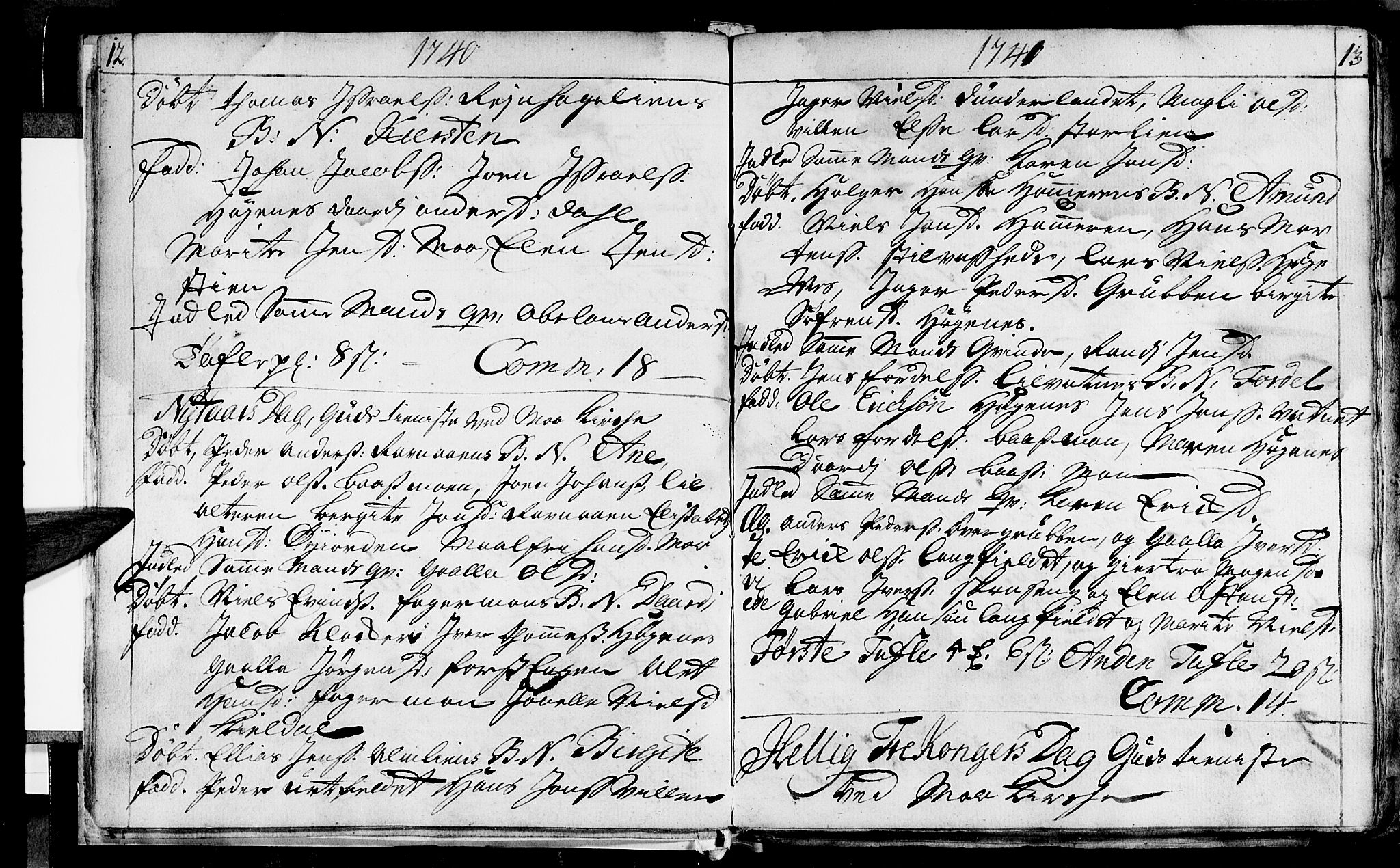 Ministerialprotokoller, klokkerbøker og fødselsregistre - Nordland, AV/SAT-A-1459/827/L0389: Ministerialbok nr. 827A01, 1740-1751, s. 12-13