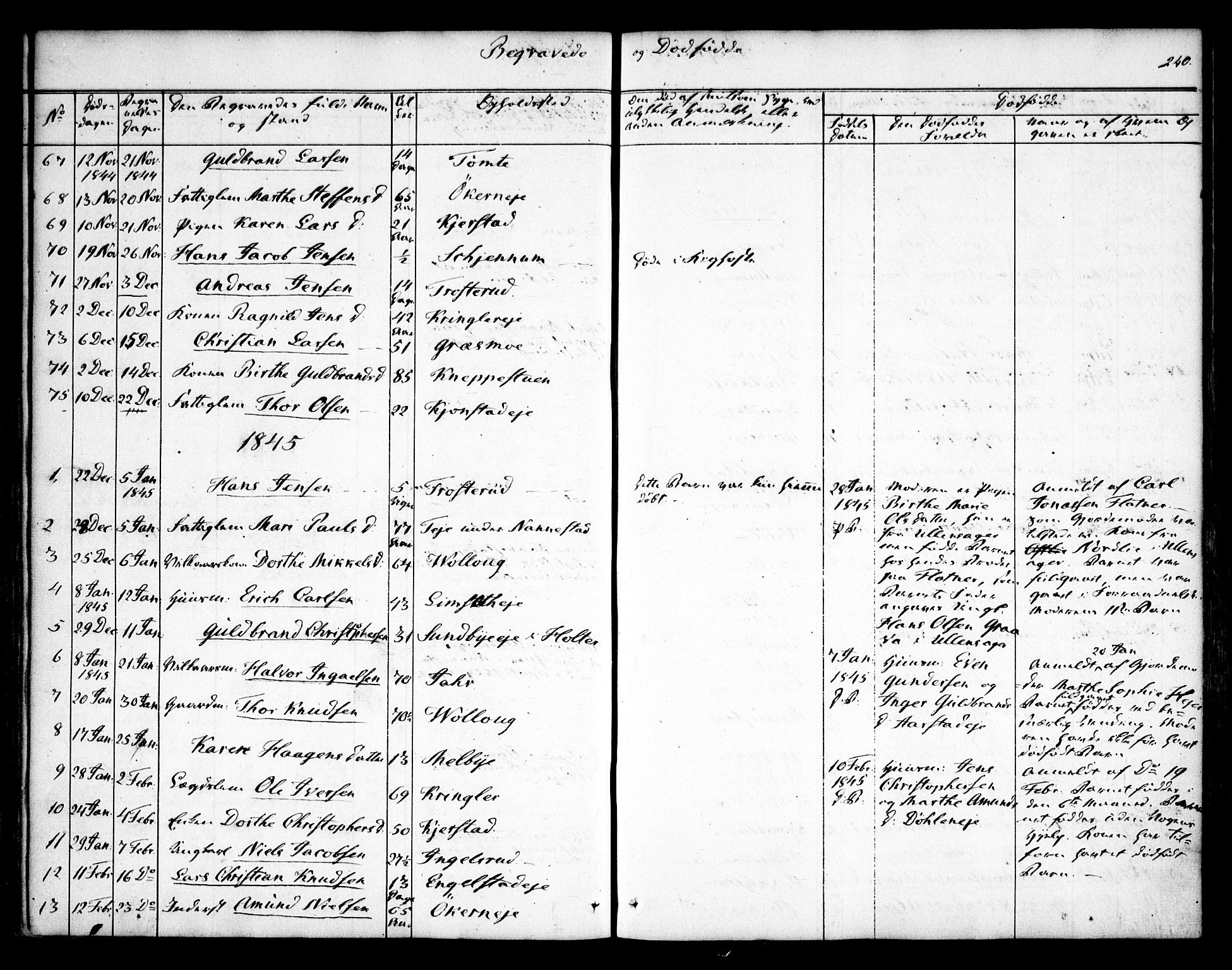 Nannestad prestekontor Kirkebøker, AV/SAO-A-10414a/F/Fa/L0010: Ministerialbok nr. I 10, 1840-1850, s. 240