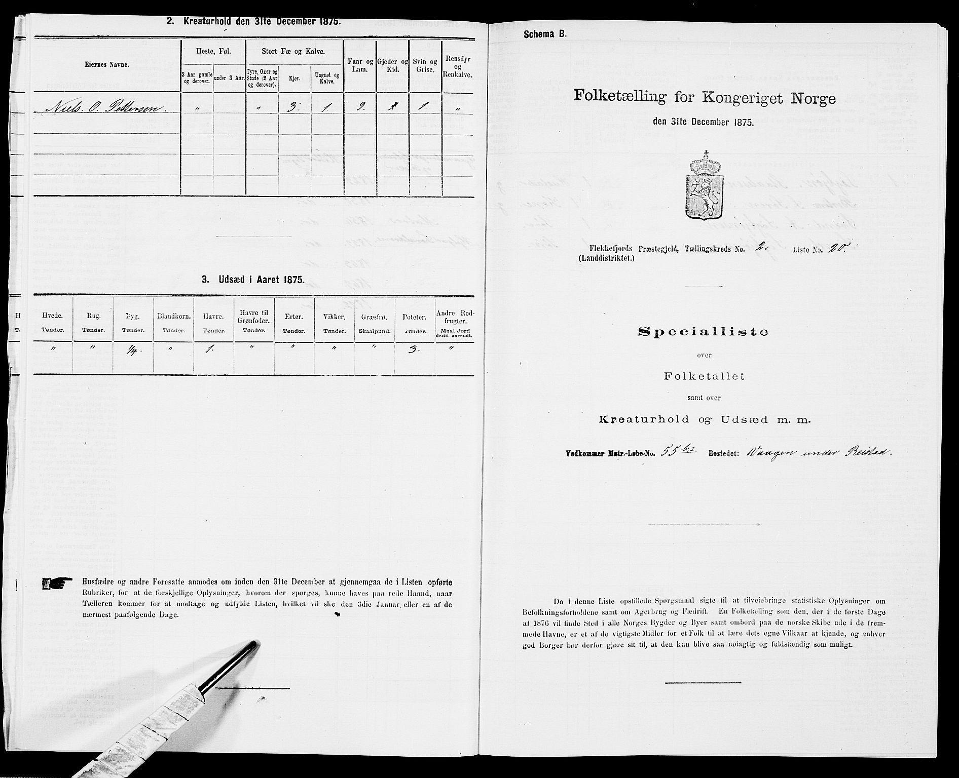 SAK, Folketelling 1875 for 1042L Flekkefjord prestegjeld, Nes sokn og Hidra sokn, 1875, s. 302