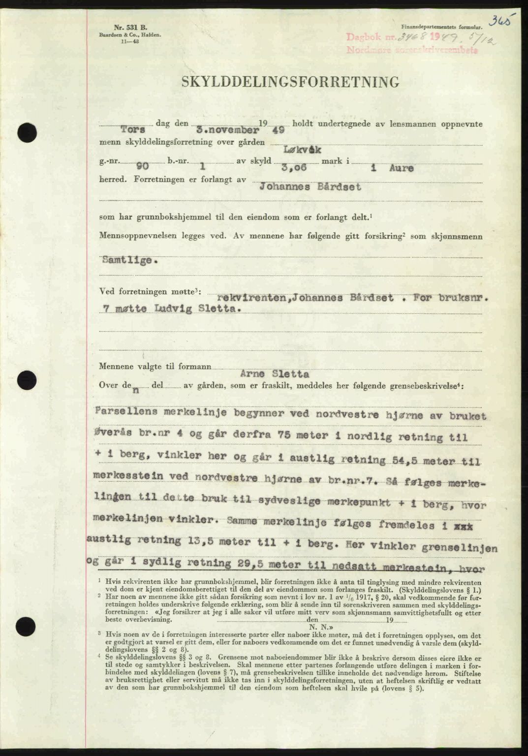Nordmøre sorenskriveri, AV/SAT-A-4132/1/2/2Ca: Pantebok nr. A113, 1949-1950, Dagboknr: 3468/1949