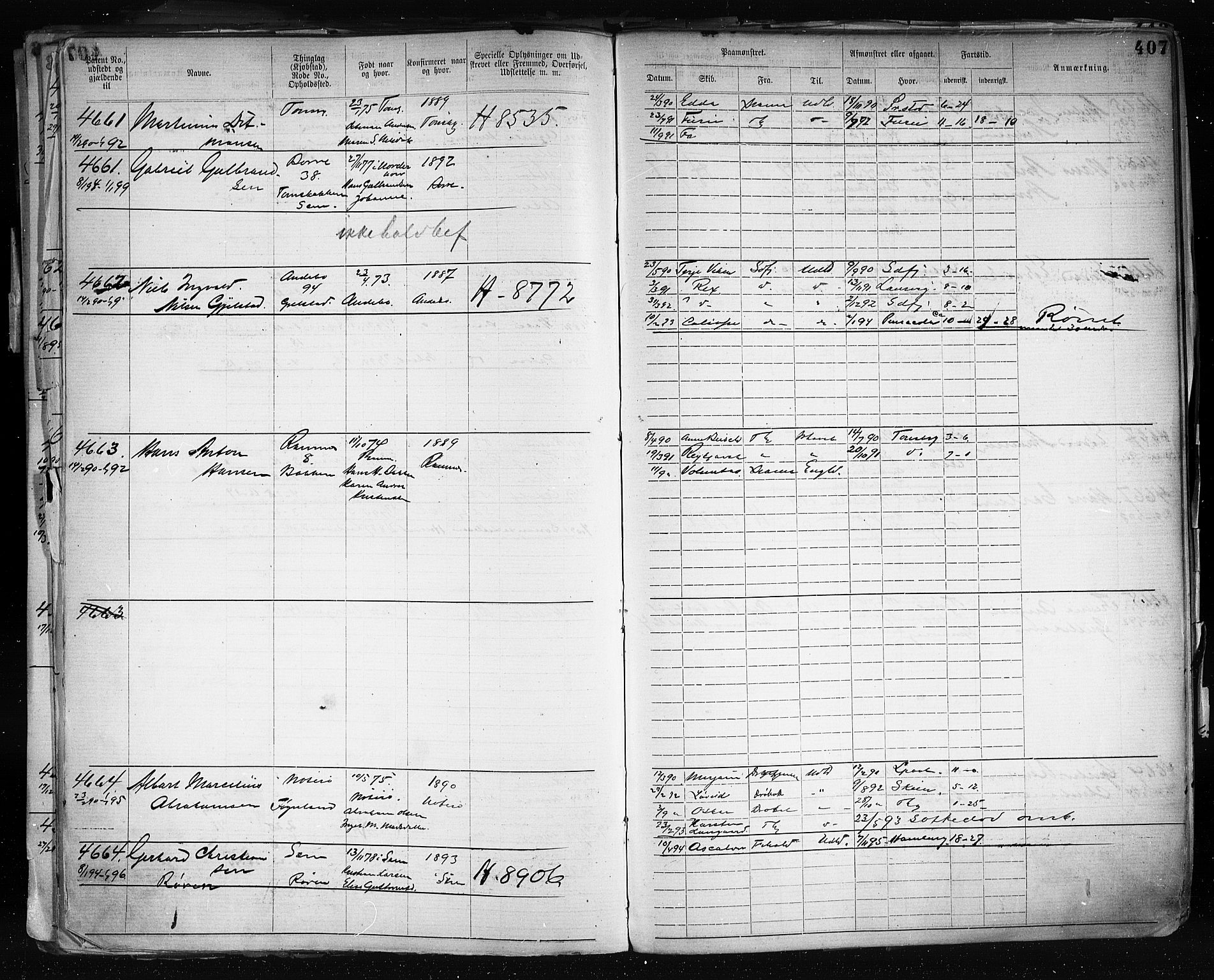 Tønsberg innrulleringskontor, AV/SAKO-A-786/F/Fb/L0003: Annotasjonsrulle Patent nr. 2646-5149, 1881-1892, s. 417