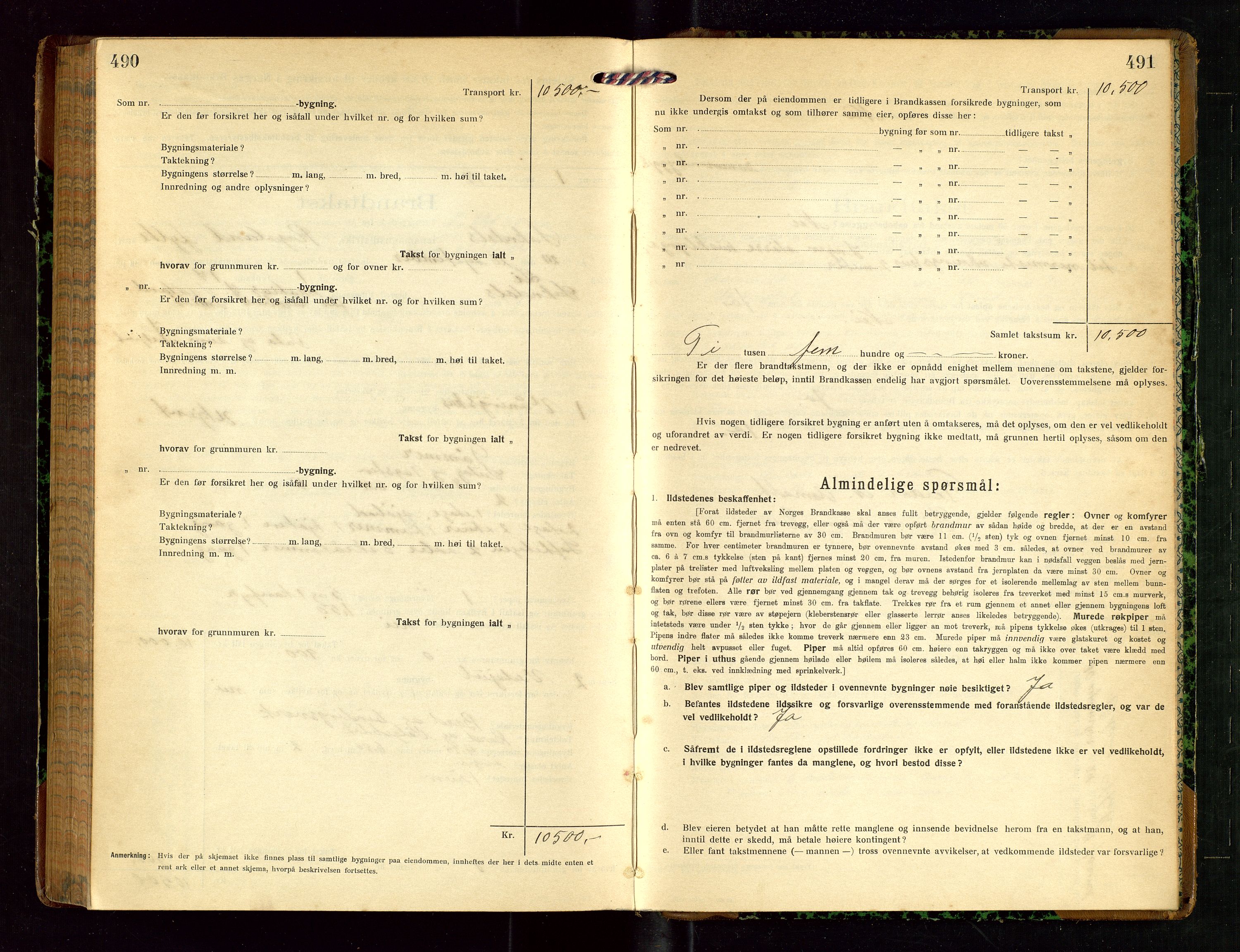 Sokndal lensmannskontor, AV/SAST-A-100417/Gob/L0005: "Brandtakst-Protokol", 1920-1924, s. 490-491