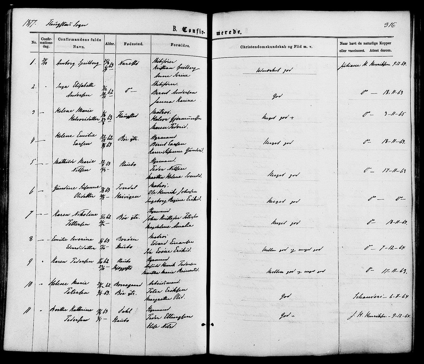 Dypvåg sokneprestkontor, AV/SAK-1111-0007/F/Fa/Faa/L0007: Ministerialbok nr. A 7 /2, 1877-1884, s. 316
