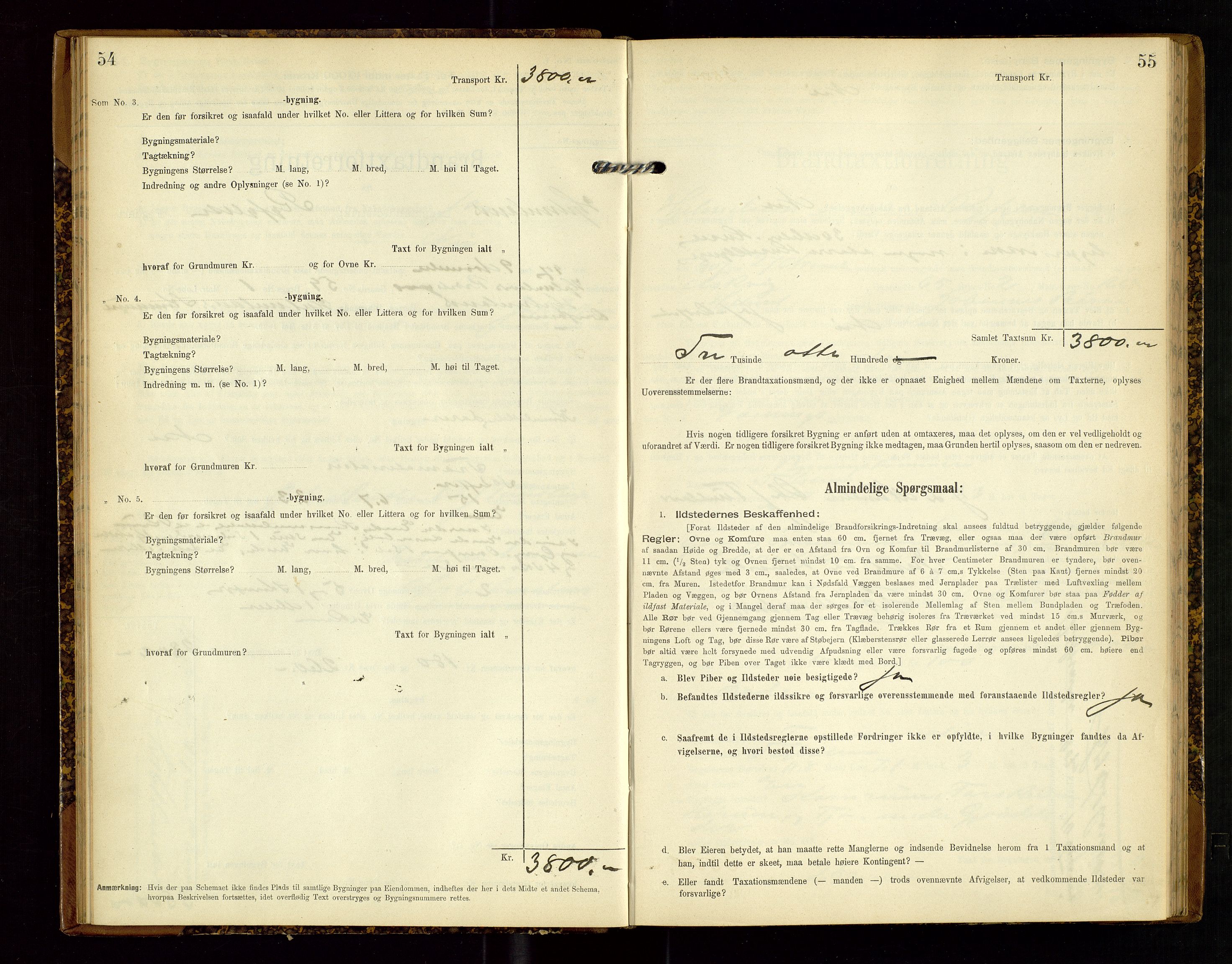 Hjelmeland lensmannskontor, SAST/A-100439/Gob/L0002: "Brandtaxationsprotokol", 1904-1920, s. 54-55