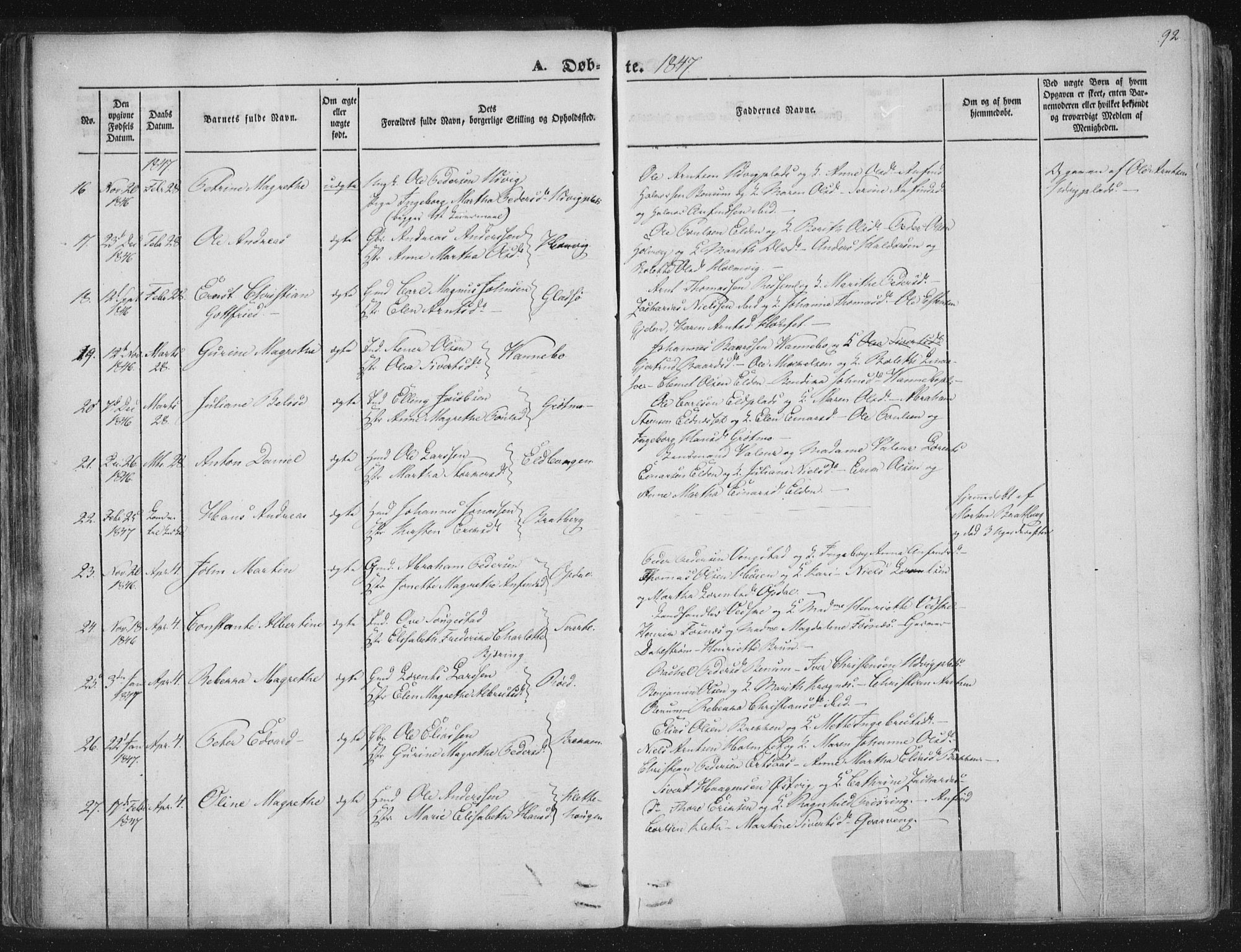 Ministerialprotokoller, klokkerbøker og fødselsregistre - Nord-Trøndelag, AV/SAT-A-1458/741/L0392: Ministerialbok nr. 741A06, 1836-1848, s. 92