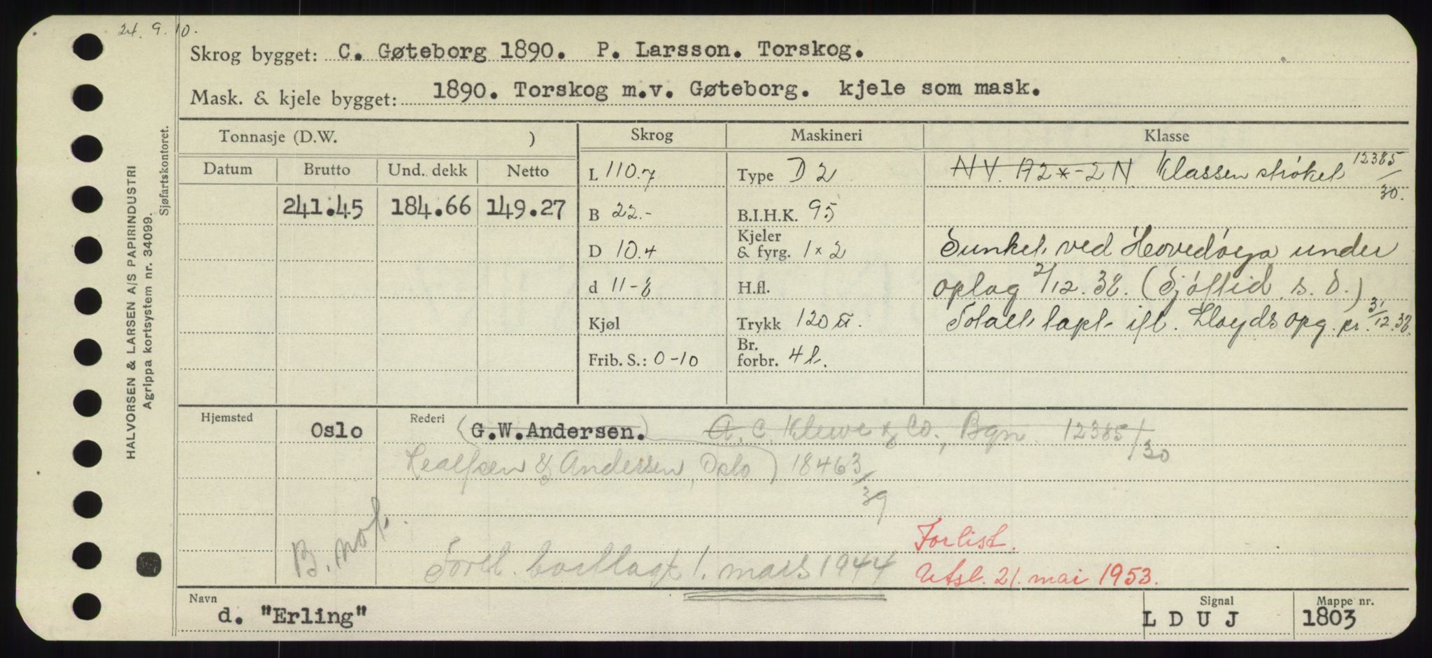 Sjøfartsdirektoratet med forløpere, Skipsmålingen, RA/S-1627/H/Hd/L0009: Fartøy, E, s. 485