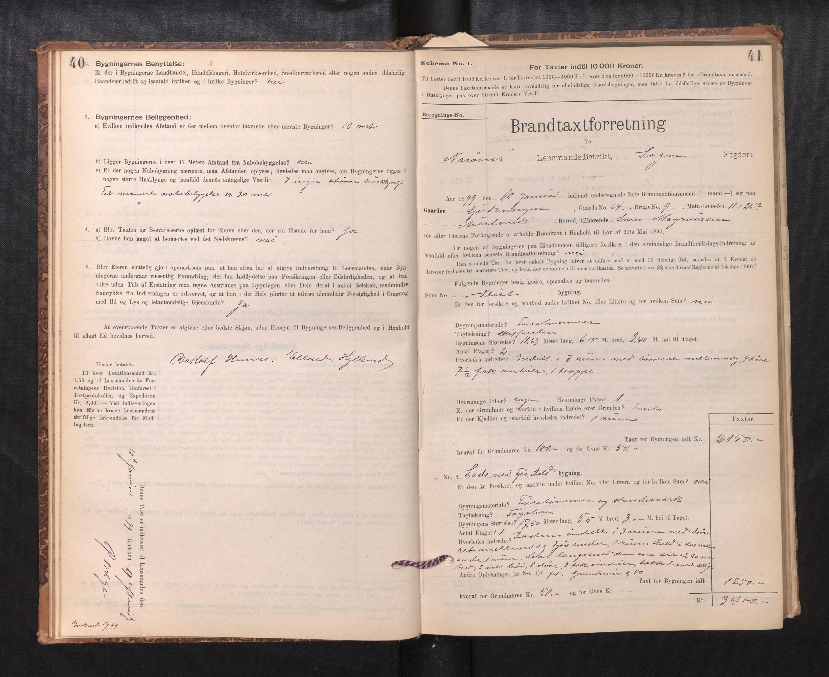 Lensmannen i Nærøy, AV/SAB-A-29601/0012/L0002: Branntakstprotokoll, 1896-1912, s. 40-41