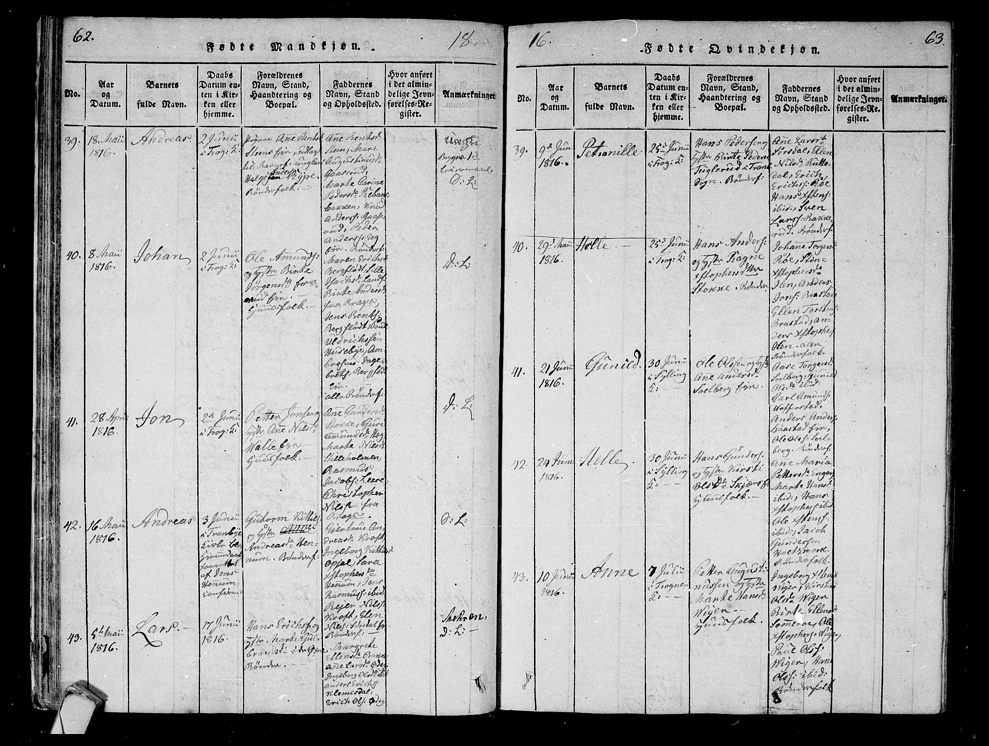 Lier kirkebøker, AV/SAKO-A-230/F/Fa/L0008: Ministerialbok nr. I 8, 1813-1825, s. 62-63