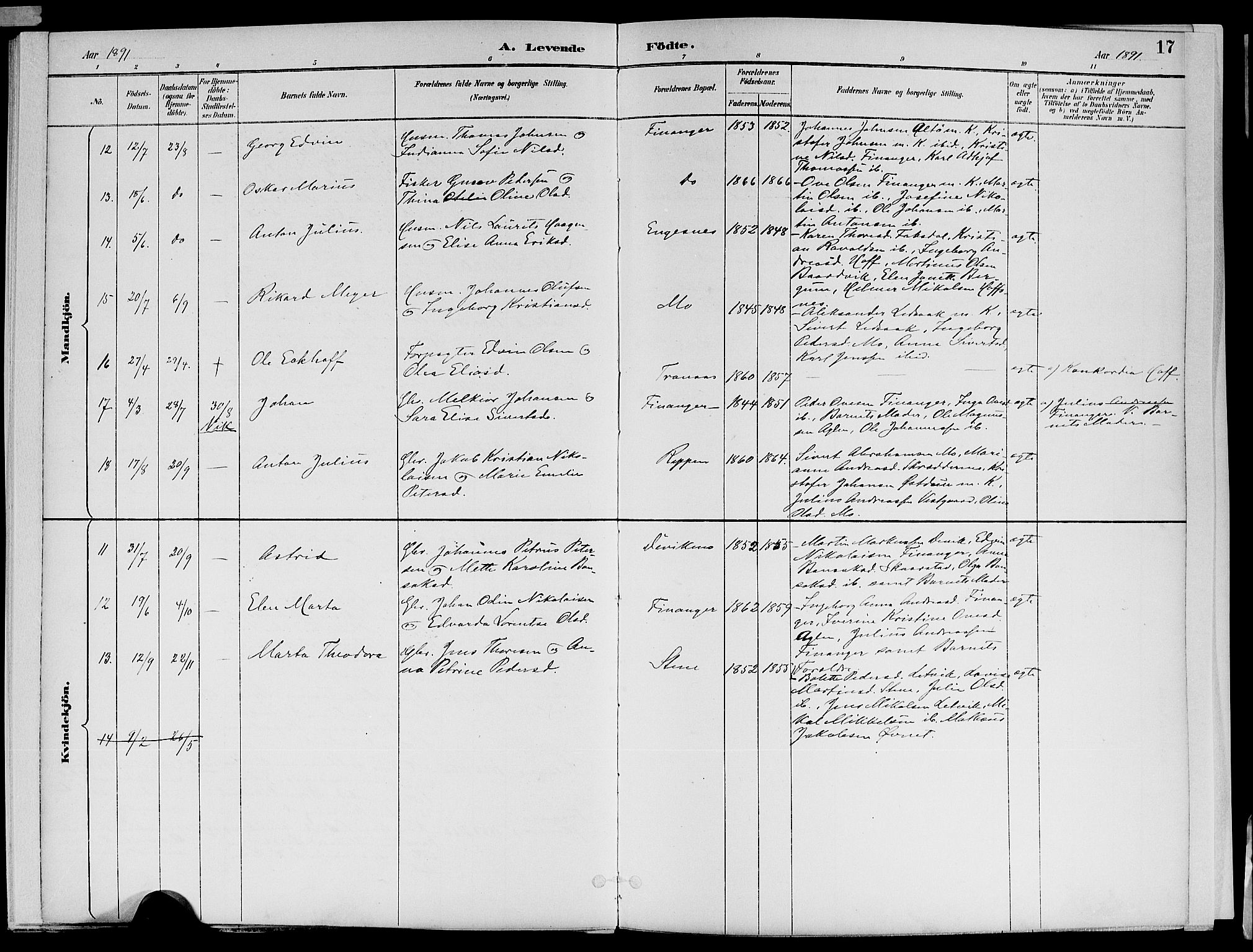 Ministerialprotokoller, klokkerbøker og fødselsregistre - Nord-Trøndelag, SAT/A-1458/773/L0617: Ministerialbok nr. 773A08, 1887-1910, s. 17