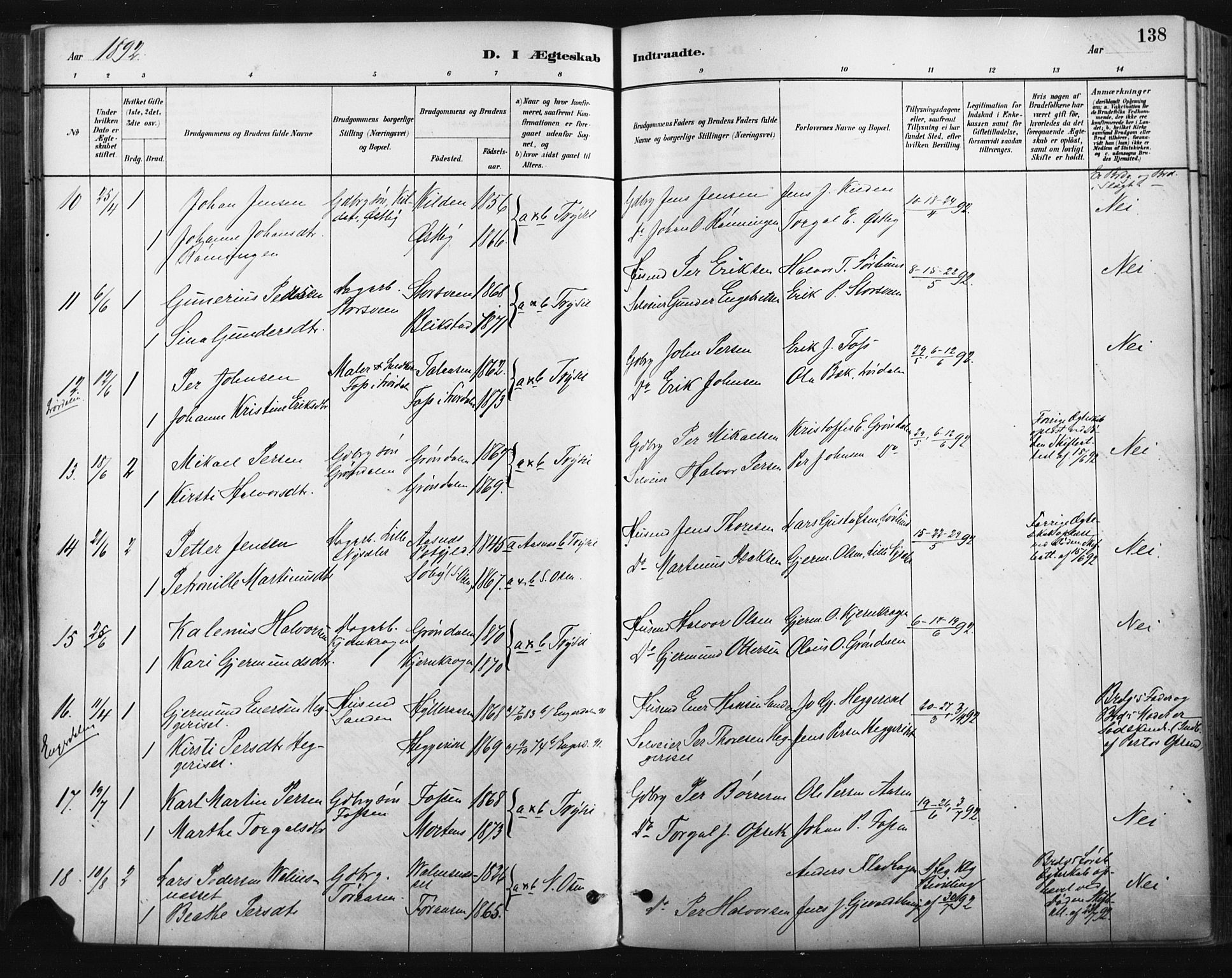 Trysil prestekontor, AV/SAH-PREST-046/H/Ha/Haa/L0009: Ministerialbok nr. 9, 1881-1897, s. 138