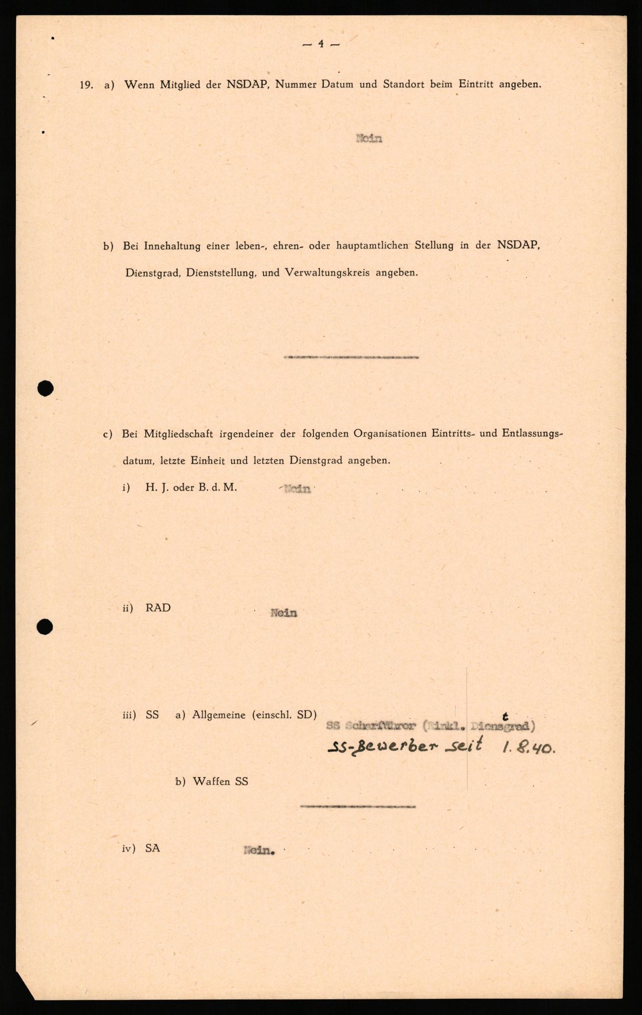 Forsvaret, Forsvarets overkommando II, AV/RA-RAFA-3915/D/Db/L0036: CI Questionaires. Tyske okkupasjonsstyrker i Norge. Tyskere., 1945-1946, s. 76