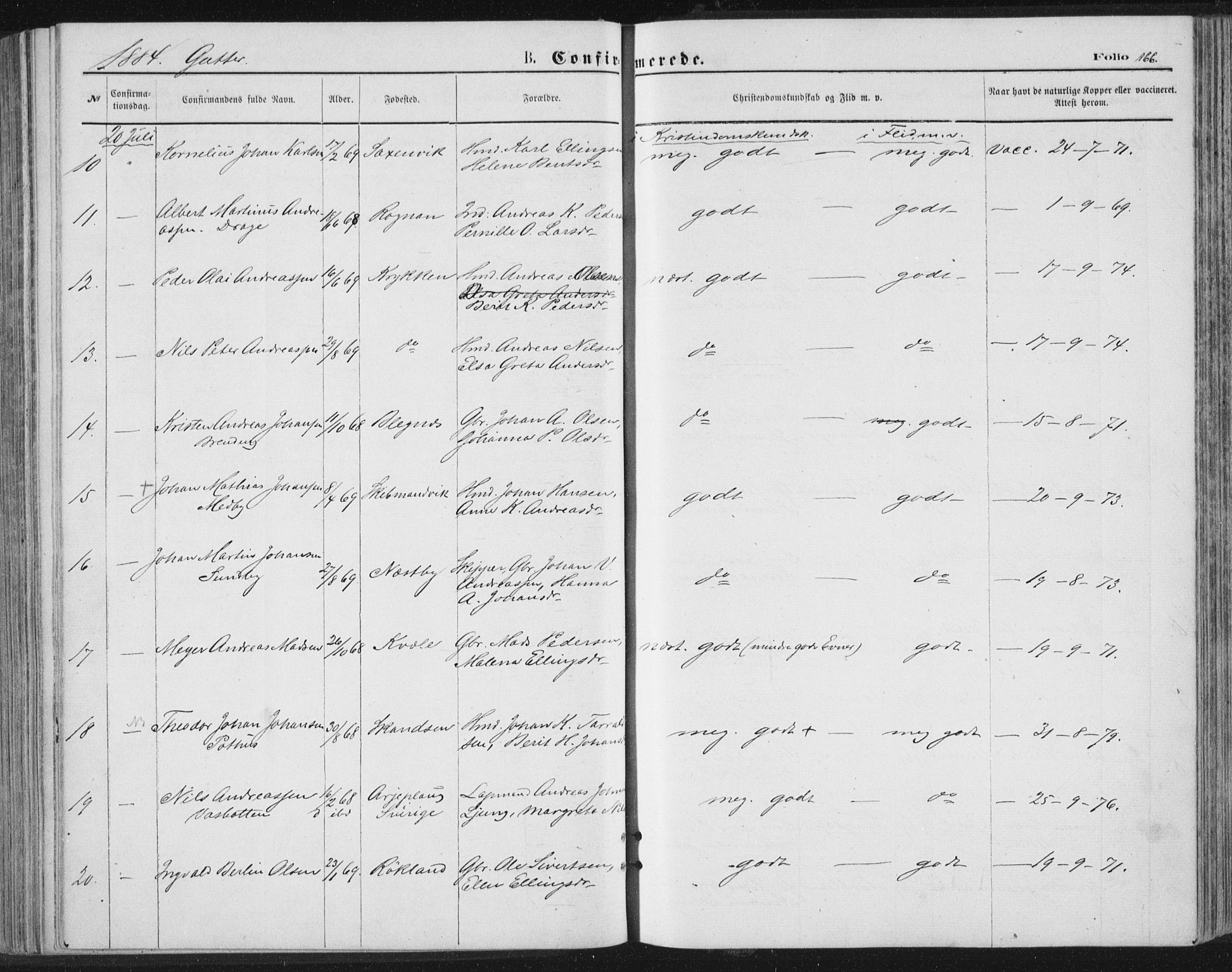 Ministerialprotokoller, klokkerbøker og fødselsregistre - Nordland, AV/SAT-A-1459/847/L0668: Ministerialbok nr. 847A08, 1872-1886, s. 166