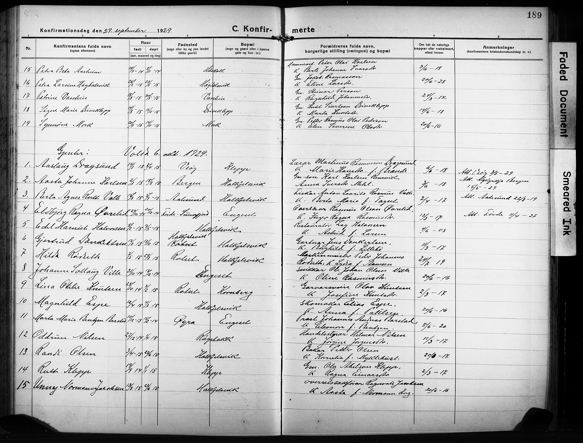 Ministerialprotokoller, klokkerbøker og fødselsregistre - Møre og Romsdal, AV/SAT-A-1454/511/L0160: Klokkerbok nr. 511C06, 1920-1932, s. 189