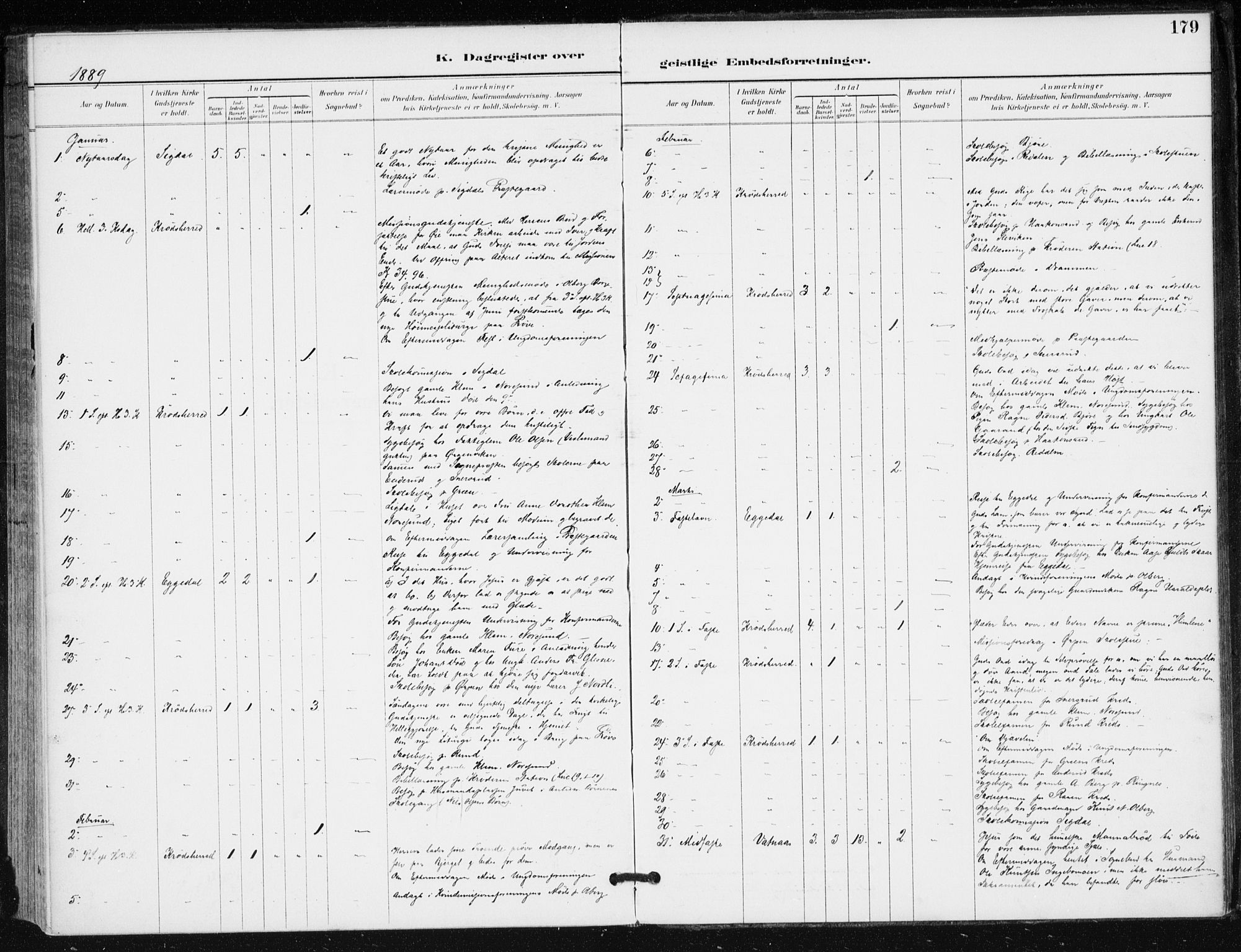 Krødsherad kirkebøker, AV/SAKO-A-19/F/Fa/L0006: Ministerialbok nr. 6, 1889-1899, s. 179