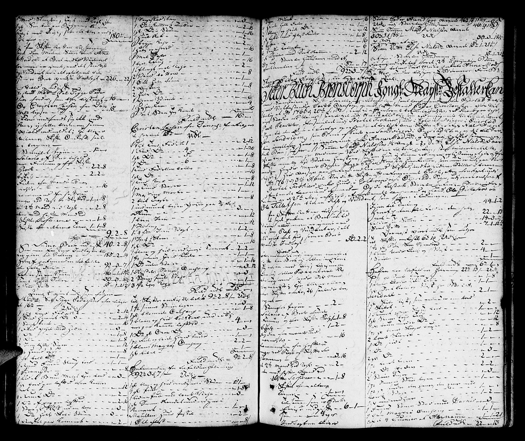 Nedenes sorenskriveri før 1824, AV/SAK-1221-0007/H/Hc/L0030: Skifteprotokoll med register nr 21a, 1763-1767, s. 84b-85a