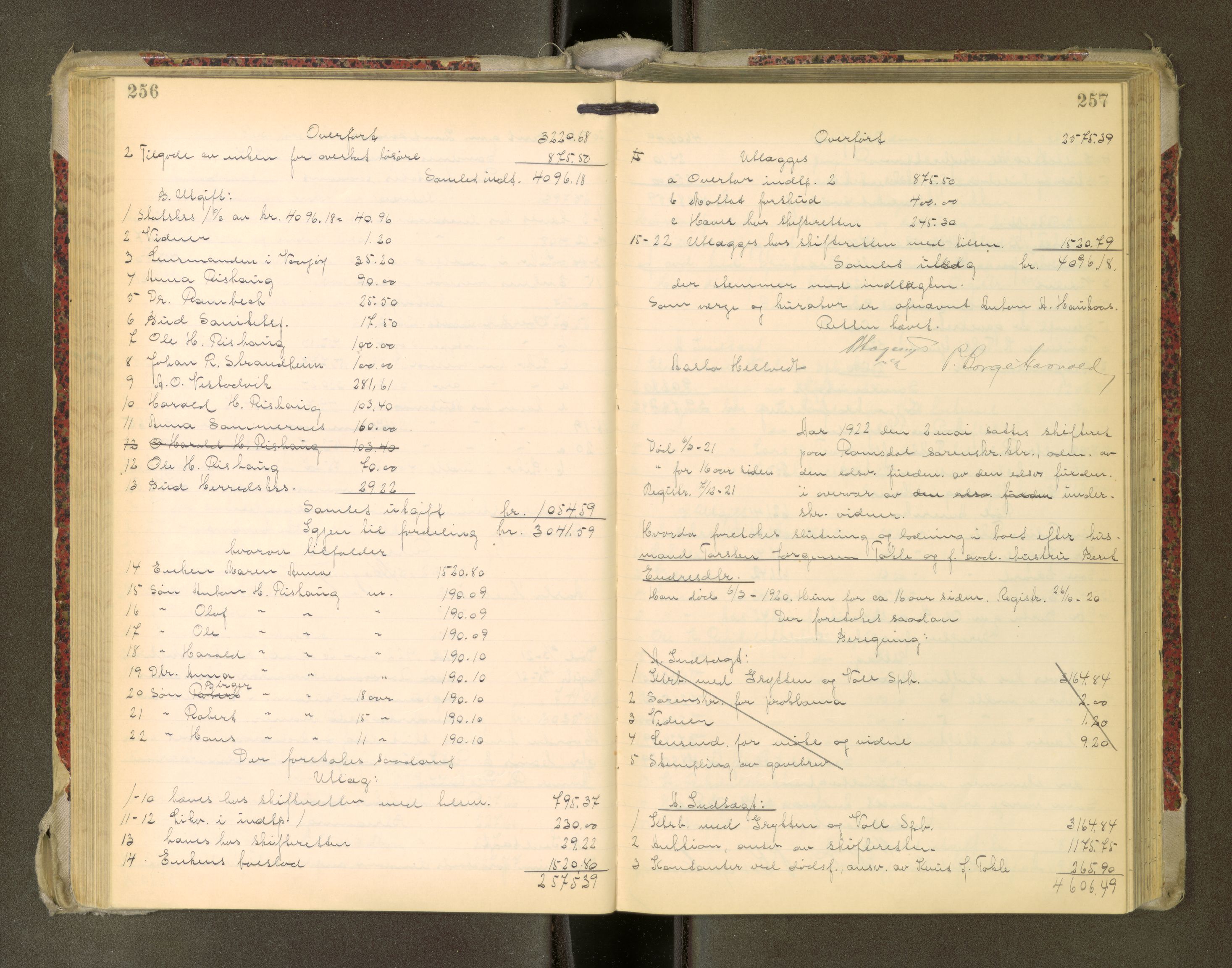 Romsdal sorenskriveri, AV/SAT-A-4149/1/3/3A/L0022: Skifteutlodnings Protokoll, 1920-1924, s. 256-257