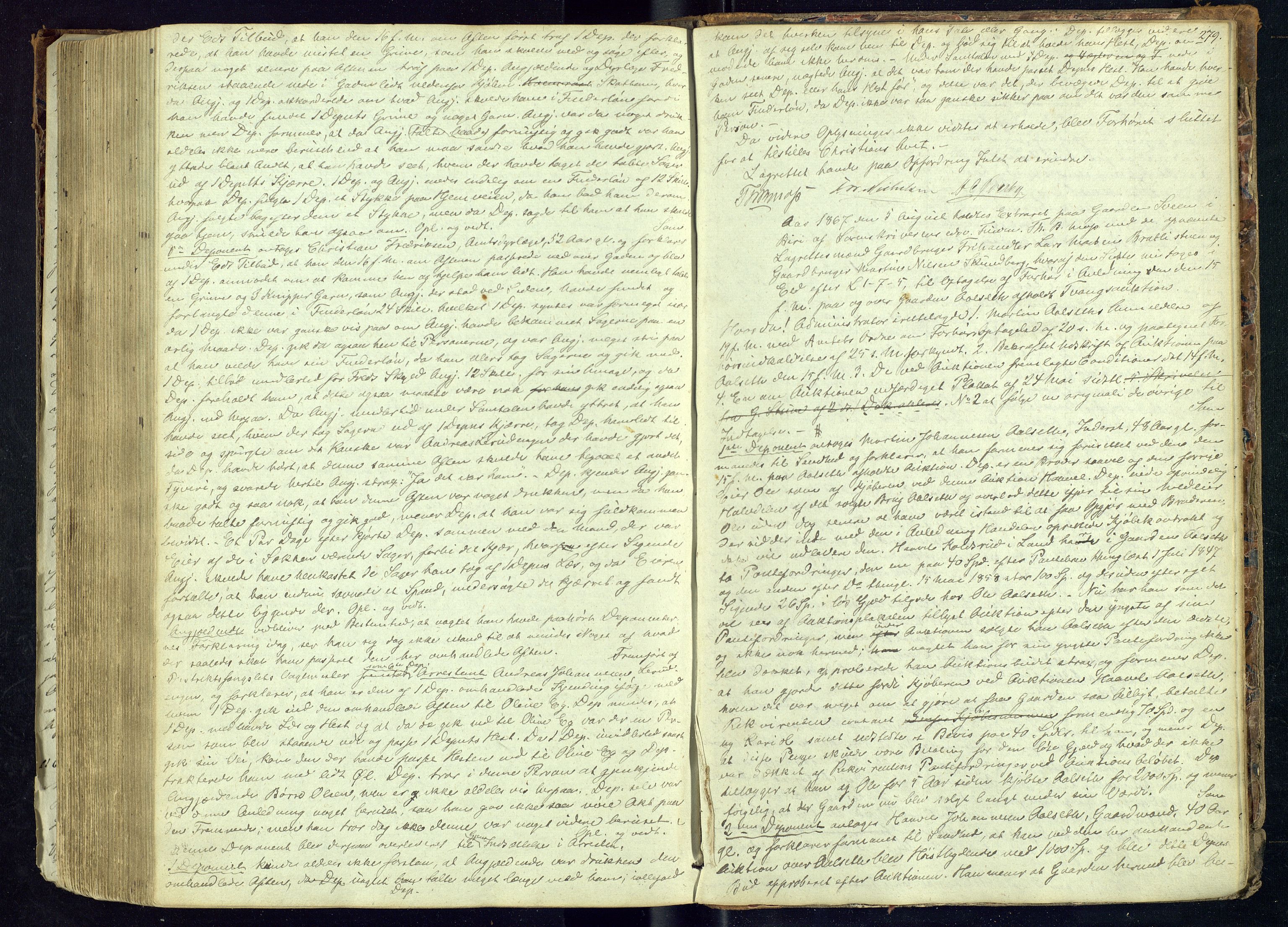 Toten tingrett, AV/SAH-TING-006/G/Gc/Gca/L0003: Ekstrarettsprotokoll - Biri, 1849-1867, s. 279