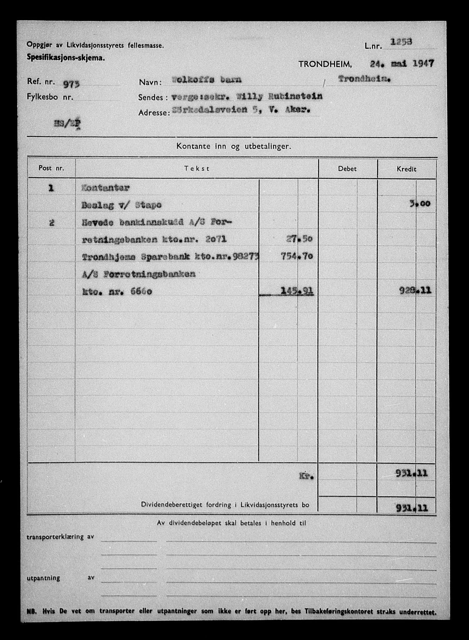 Justisdepartementet, Tilbakeføringskontoret for inndratte formuer, AV/RA-S-1564/H/Hc/Hca/L0909: --, 1945-1947, s. 577