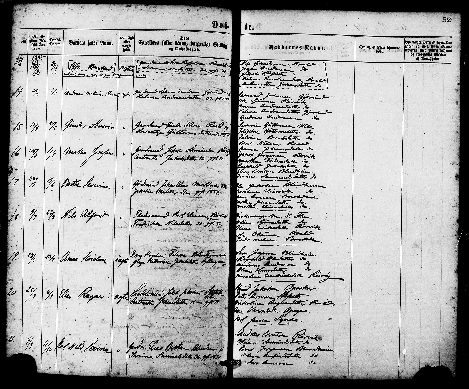 Ministerialprotokoller, klokkerbøker og fødselsregistre - Møre og Romsdal, AV/SAT-A-1454/537/L0519: Ministerialbok nr. 537A03, 1876-1889, s. 52