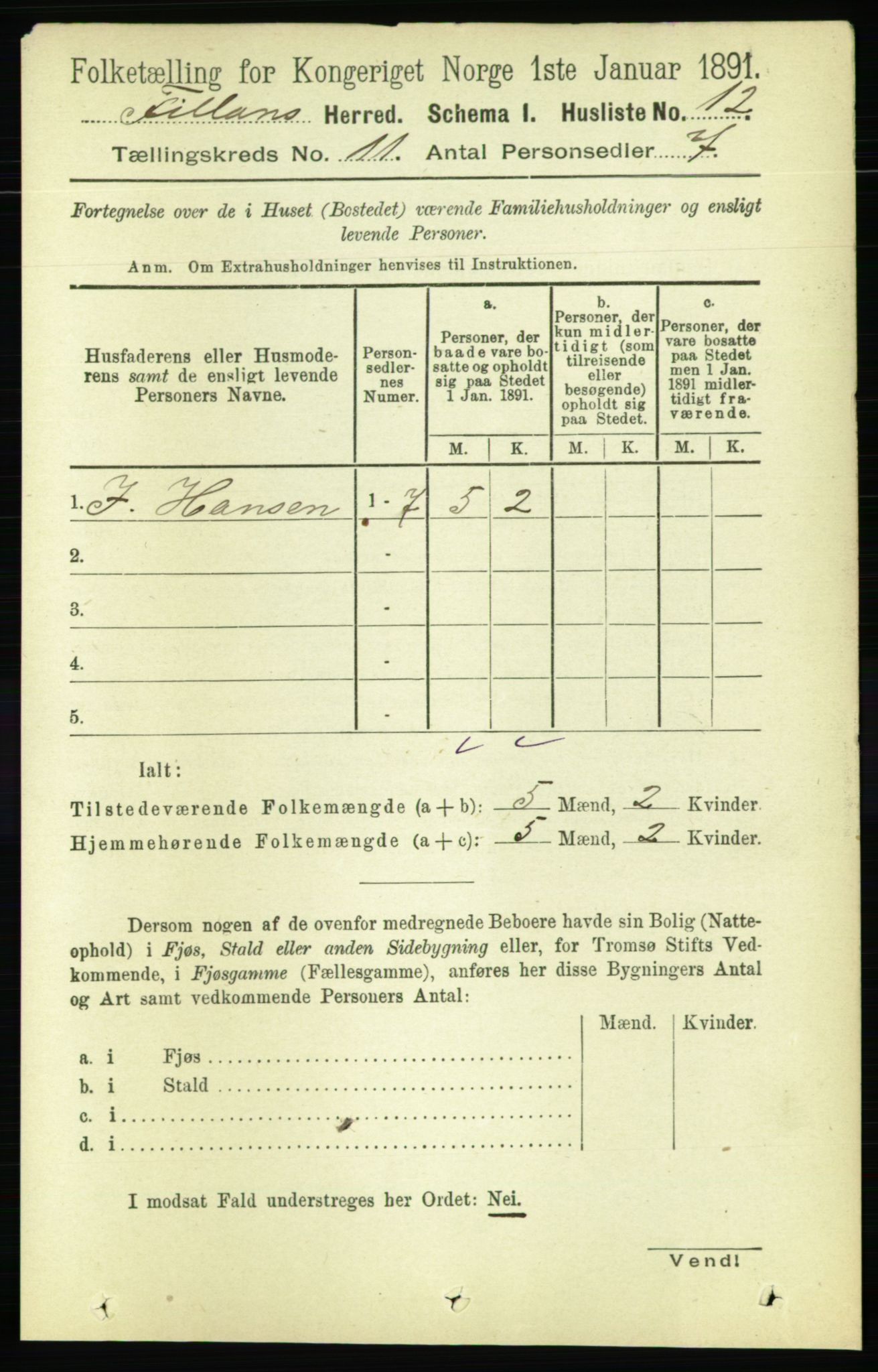 RA, Folketelling 1891 for 1616 Fillan herred, 1891, s. 2967