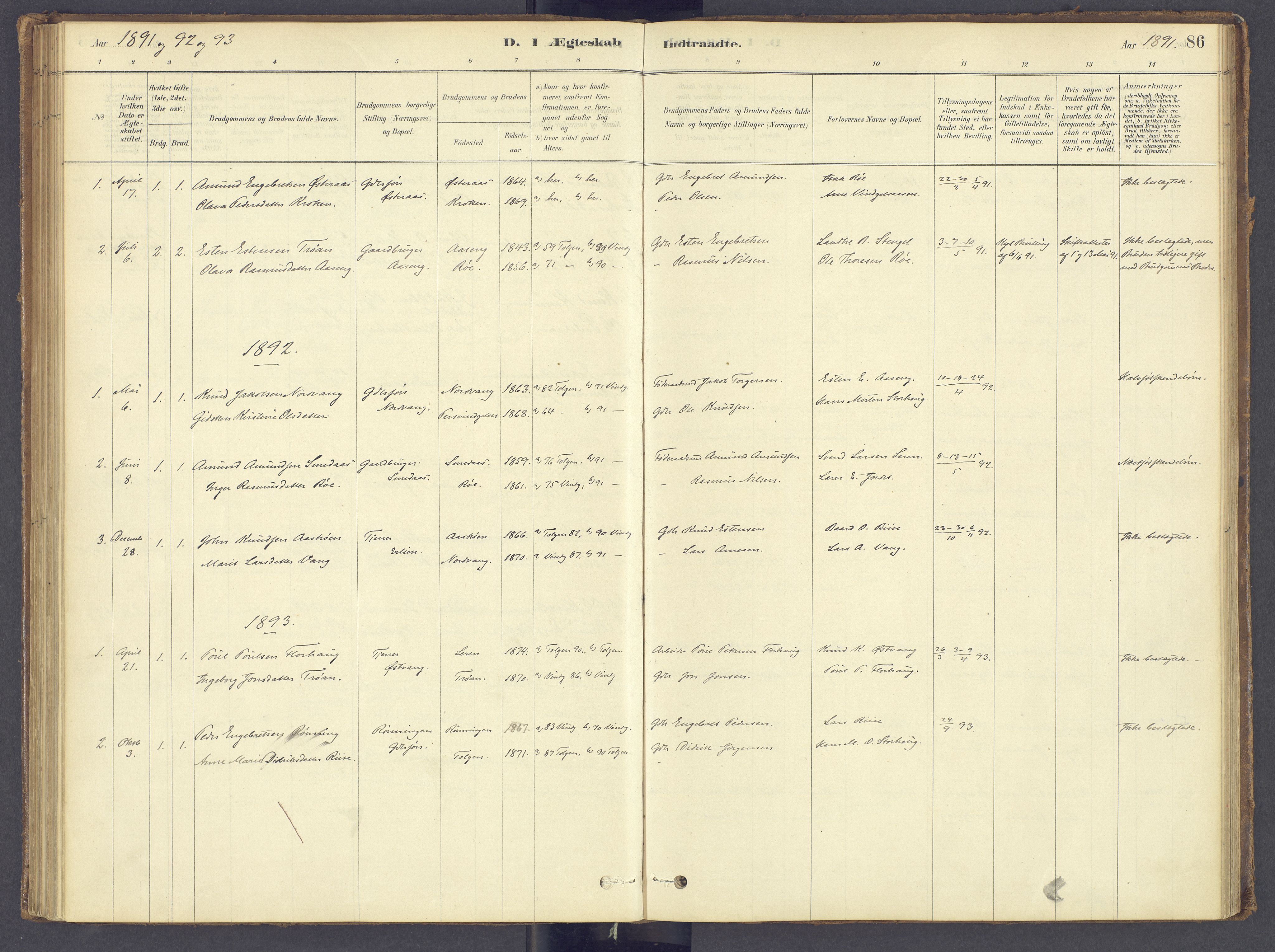 Tolga prestekontor, AV/SAH-PREST-062/K/L0012: Ministerialbok nr. 12, 1877-1925, s. 86
