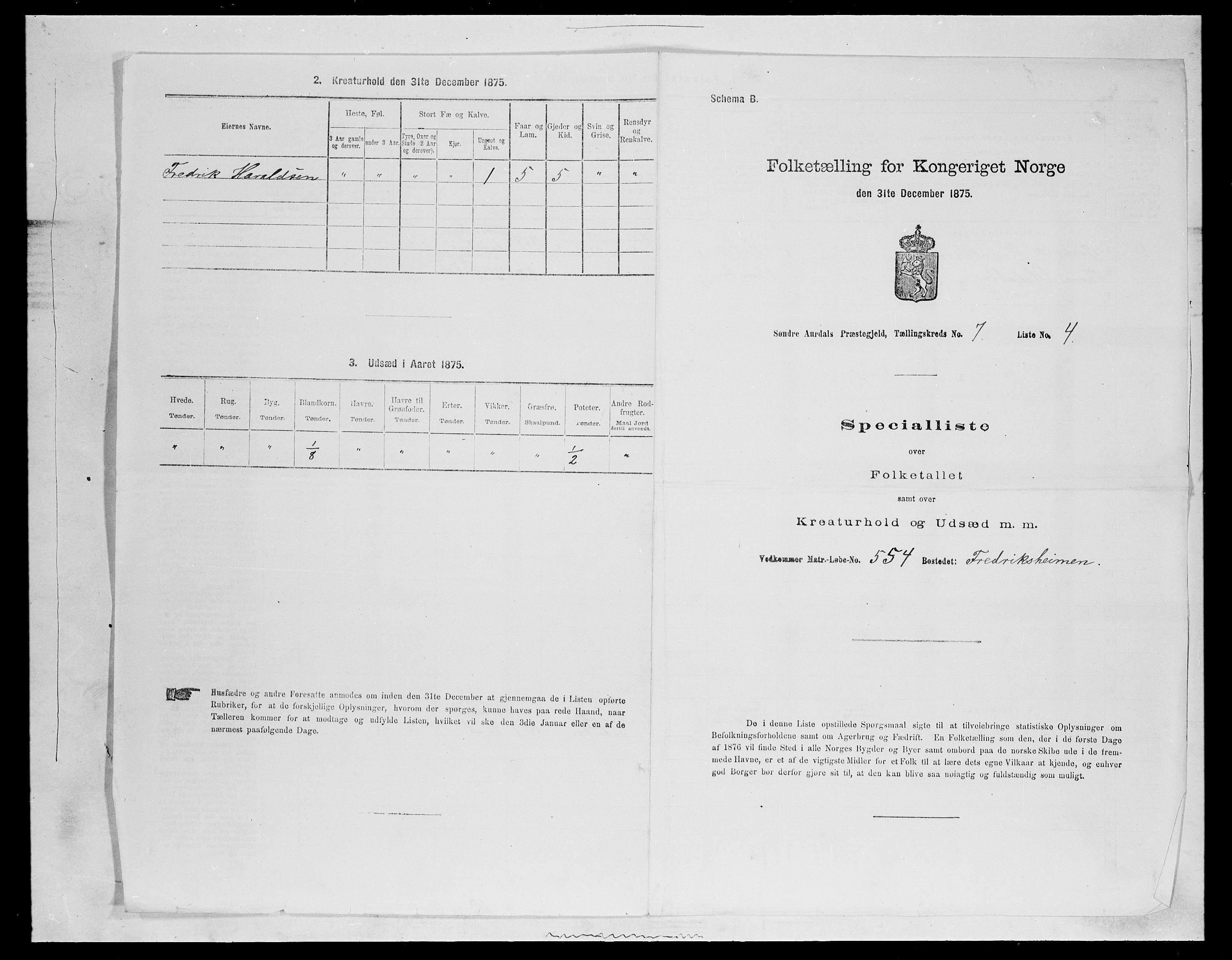 SAH, Folketelling 1875 for 0540P Sør-Aurdal prestegjeld, 1875, s. 1156