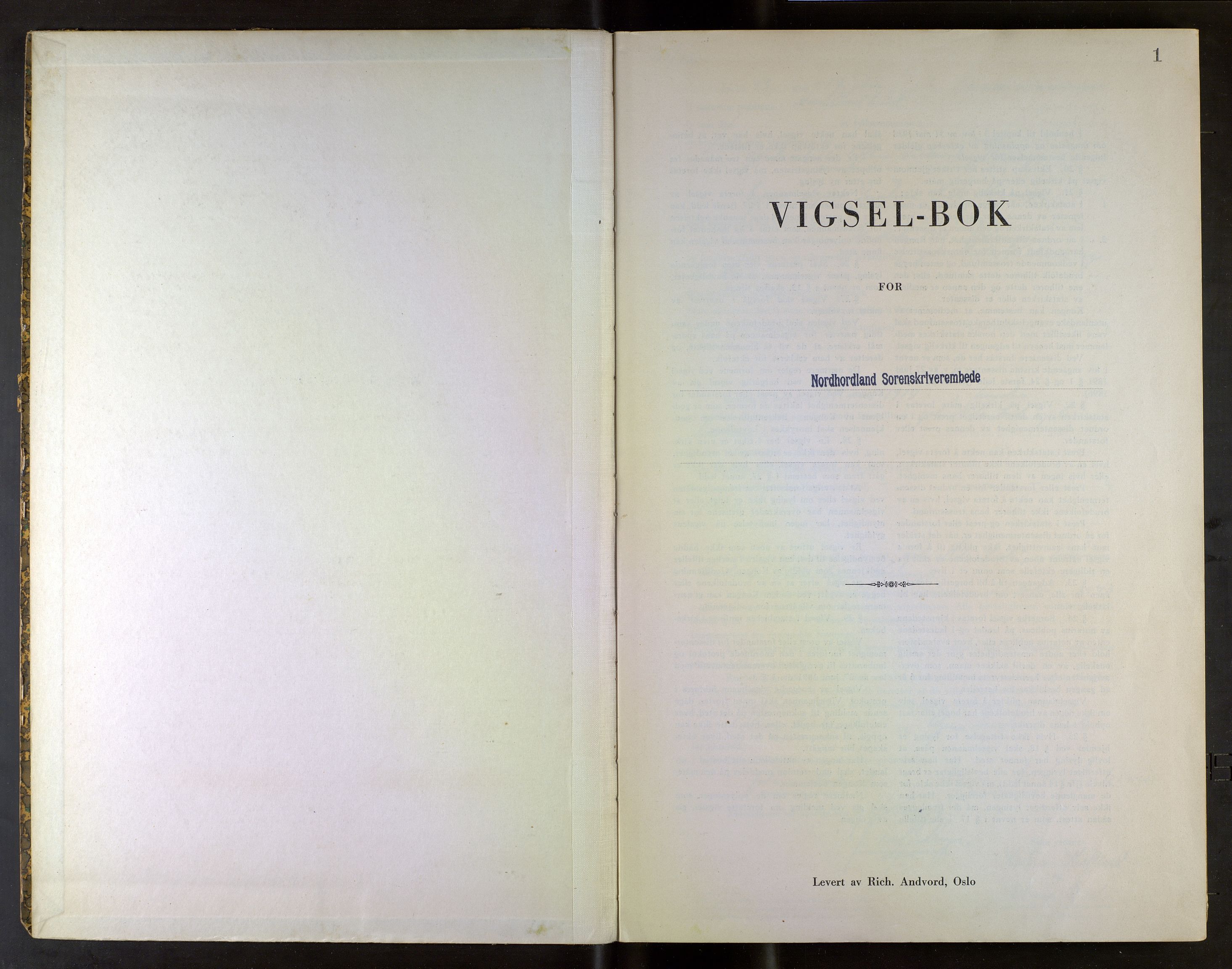 Nordhordland sorenskrivar, SAB/A-2901/1/M/Mb/Mba/L0003: Vigselbøker, 1943-1945, s. 1