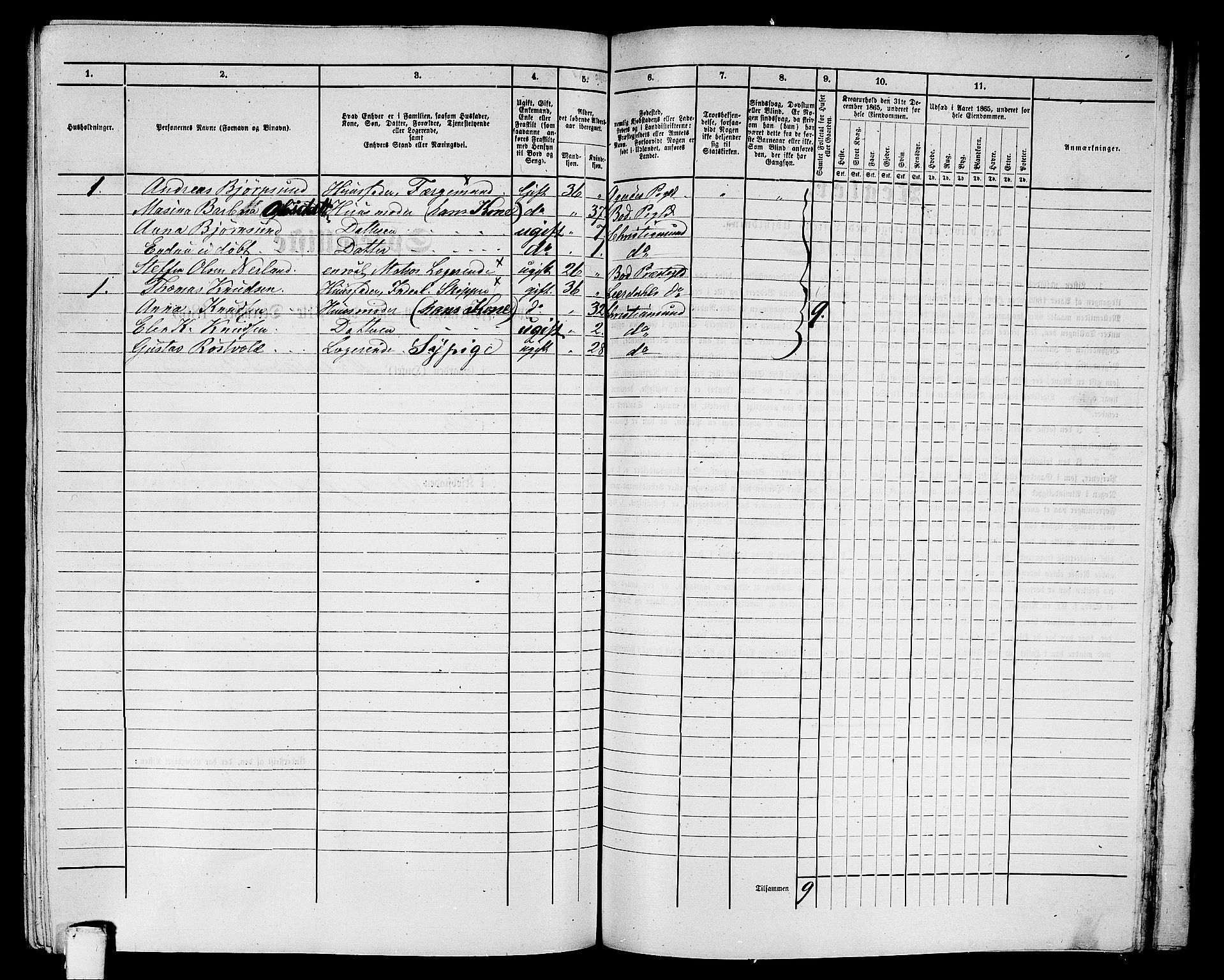 RA, Folketelling 1865 for 1503B Kristiansund prestegjeld, Kristiansund kjøpstad, 1865, s. 941