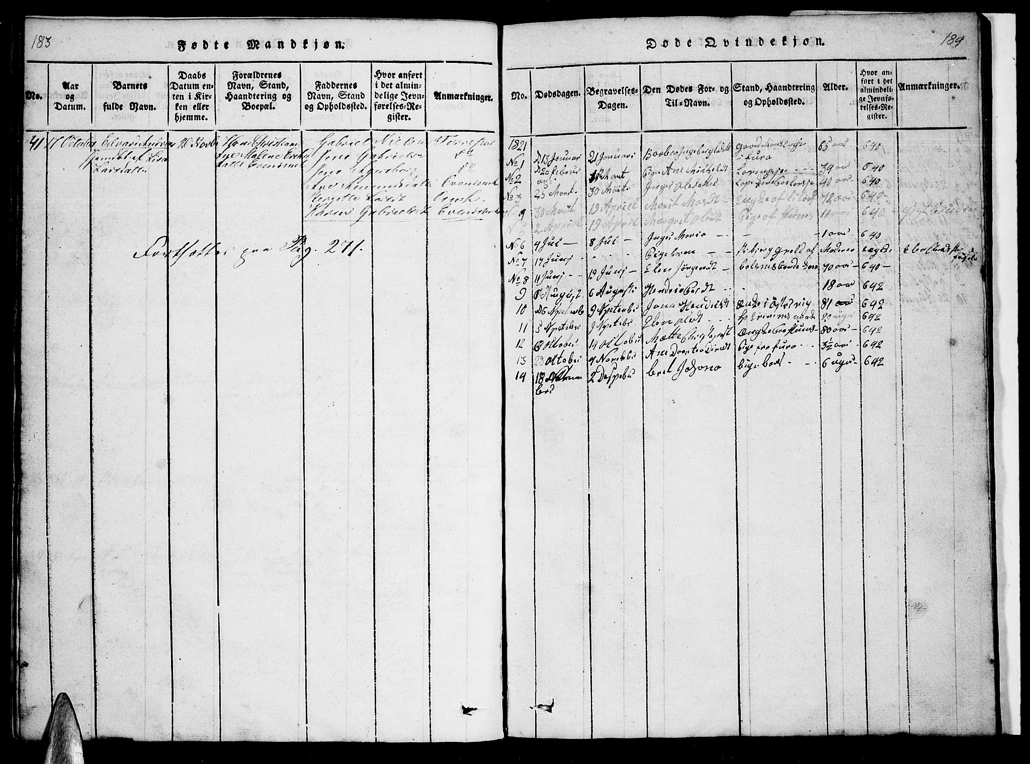 Ministerialprotokoller, klokkerbøker og fødselsregistre - Nordland, AV/SAT-A-1459/863/L0911: Klokkerbok nr. 863C01, 1821-1858, s. 183-184