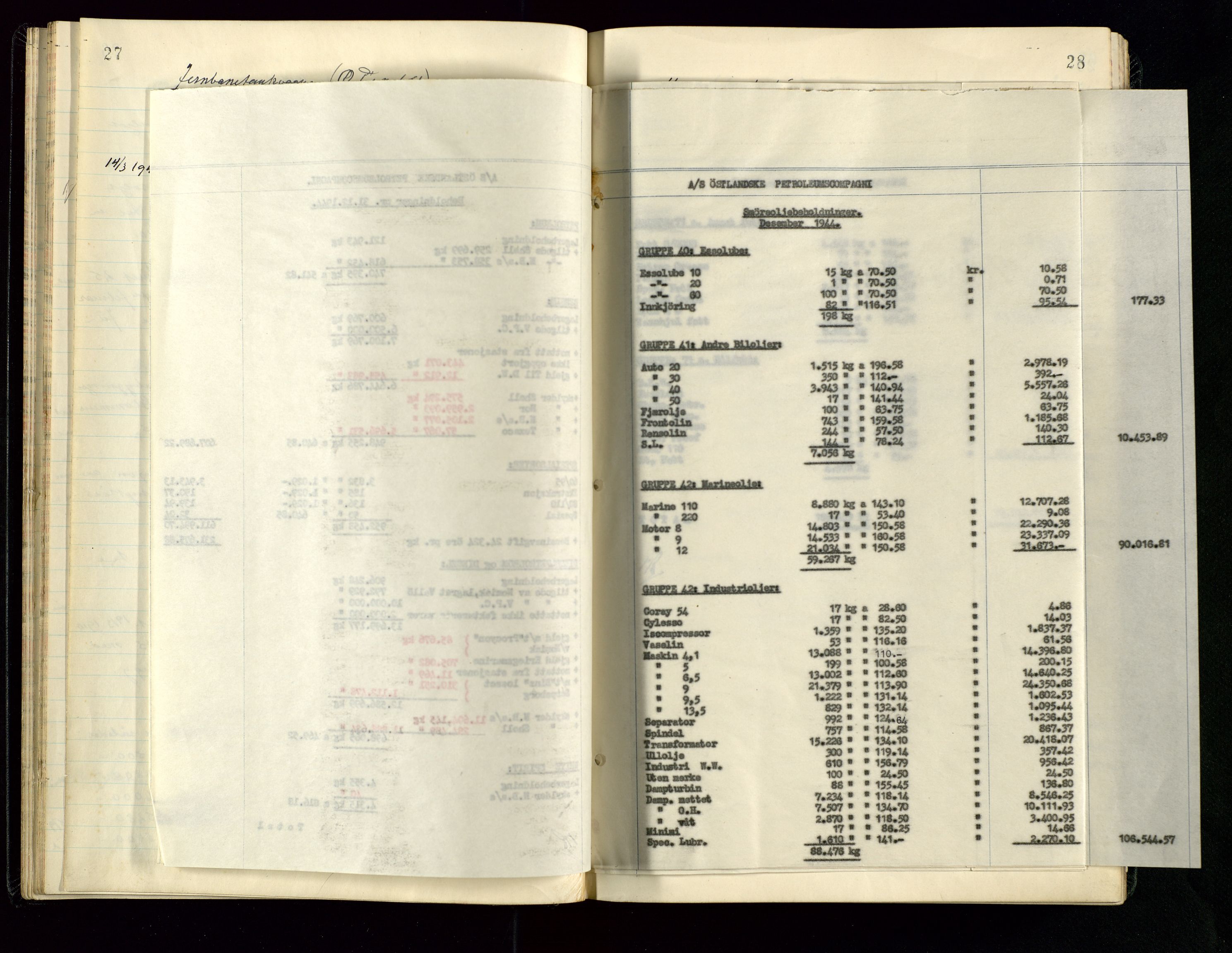 PA 1534 - Østlandske Petroleumscompagni A/S, AV/SAST-A-101954/A/Aa/L0005/0001: Direksjonsprotokoller / Den Administrerende Direksjon alle selskaper (referatprotokoll), 1943-1958